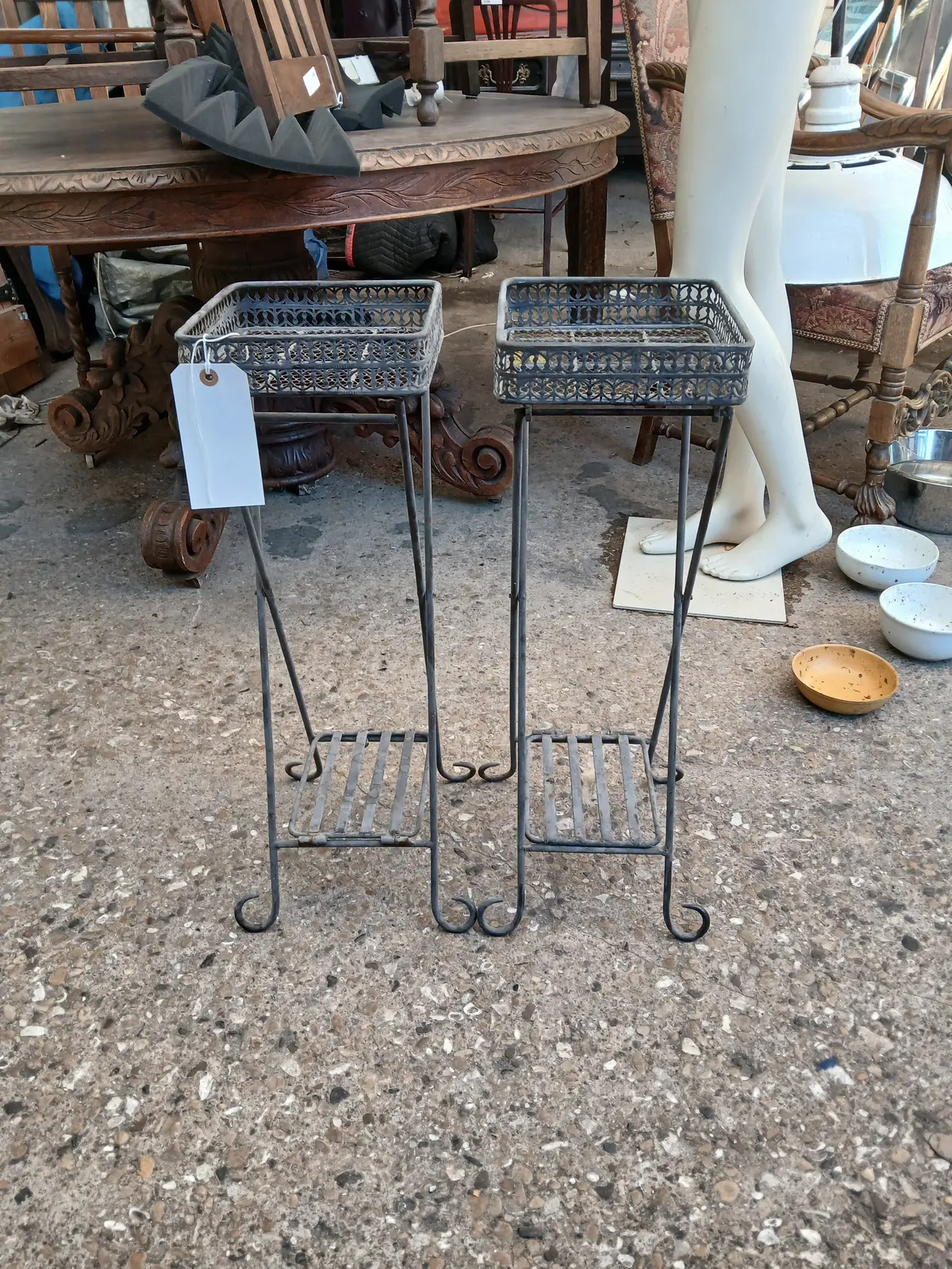 Pair Of Small Folding Iron Stands 1