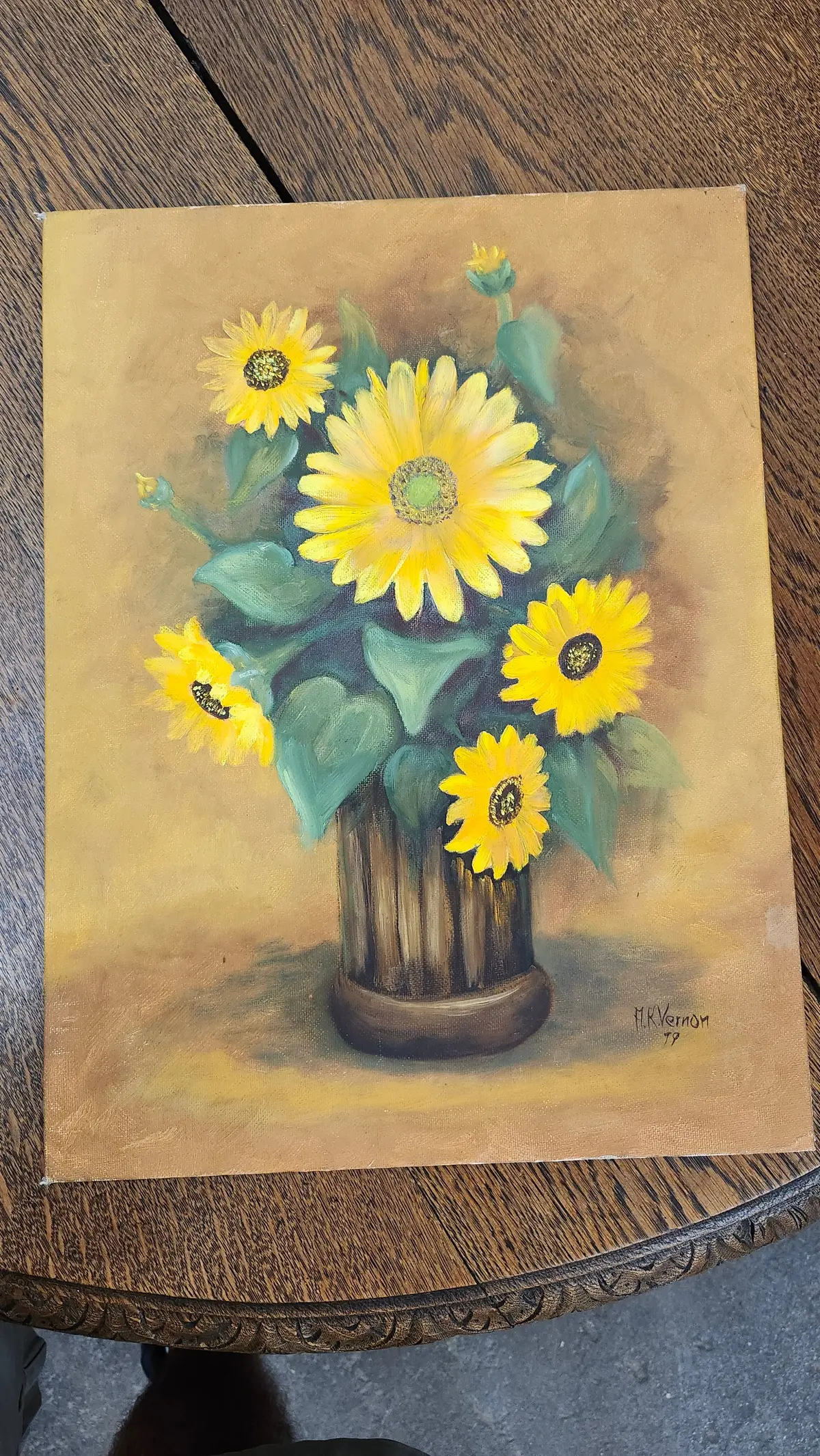 Unframed Sunflowers Oil Painting On Board 1