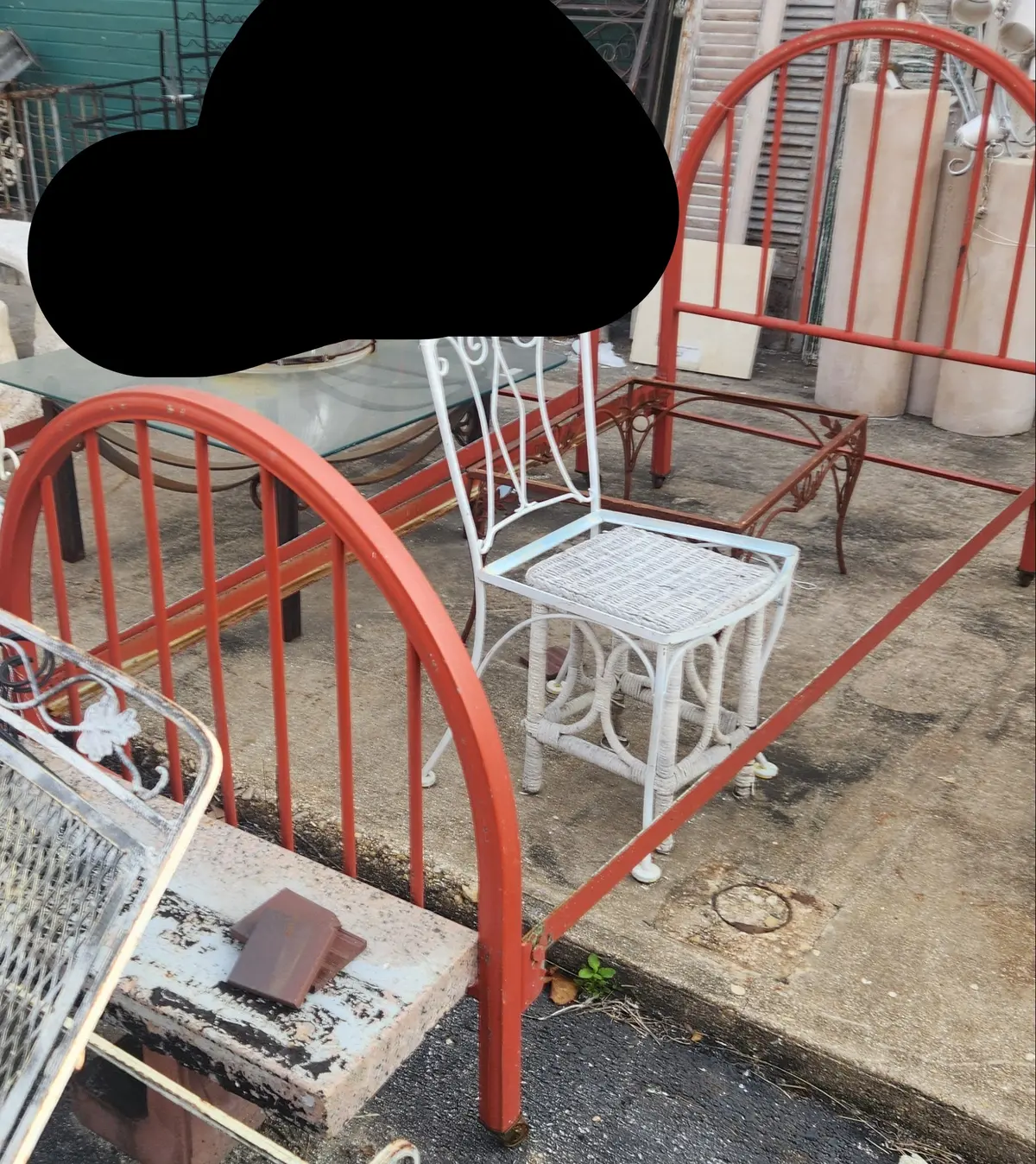 Painted Red Metal Iron Twin Bed 1