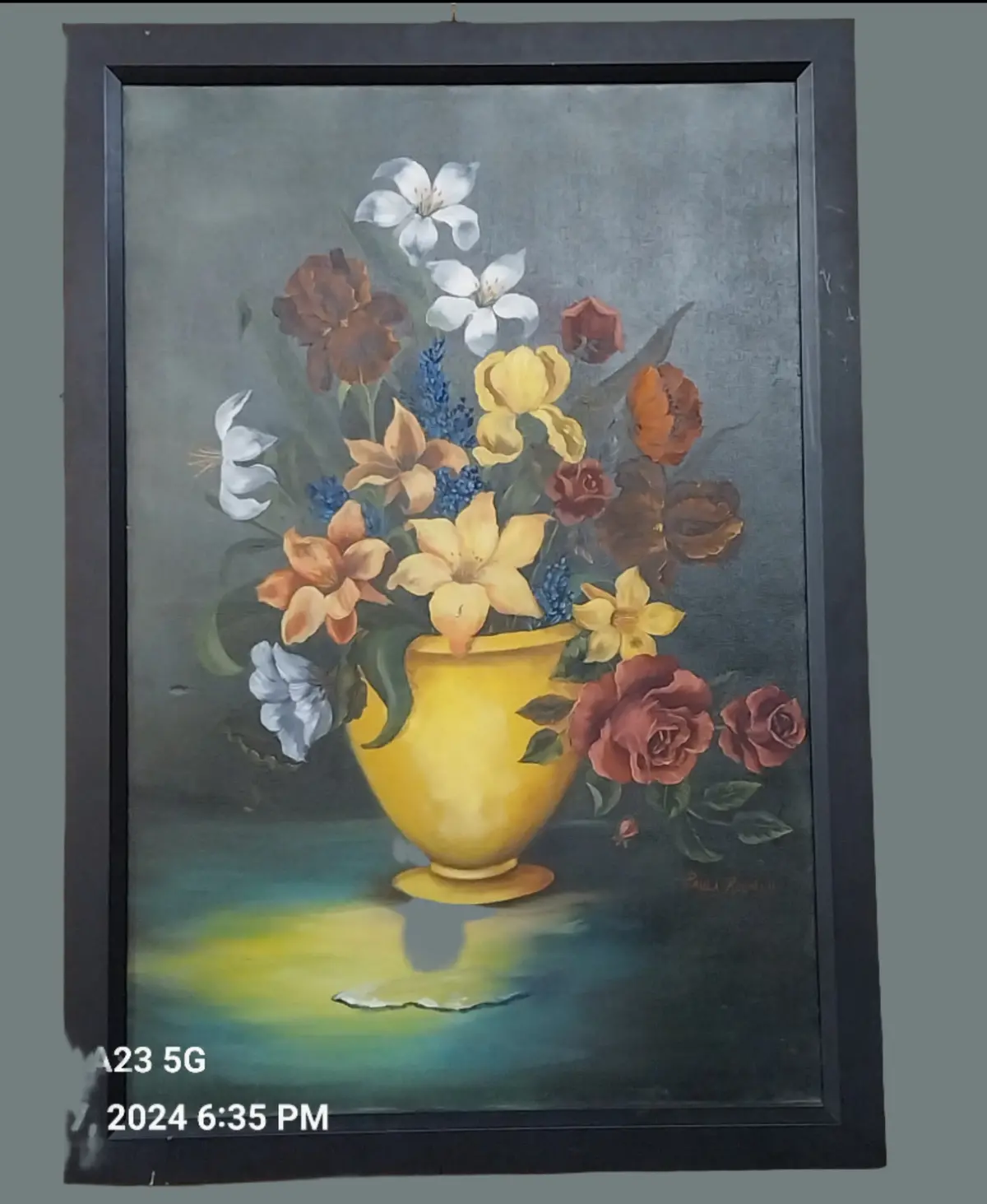 Framed Oil Painting Of Flowers 1