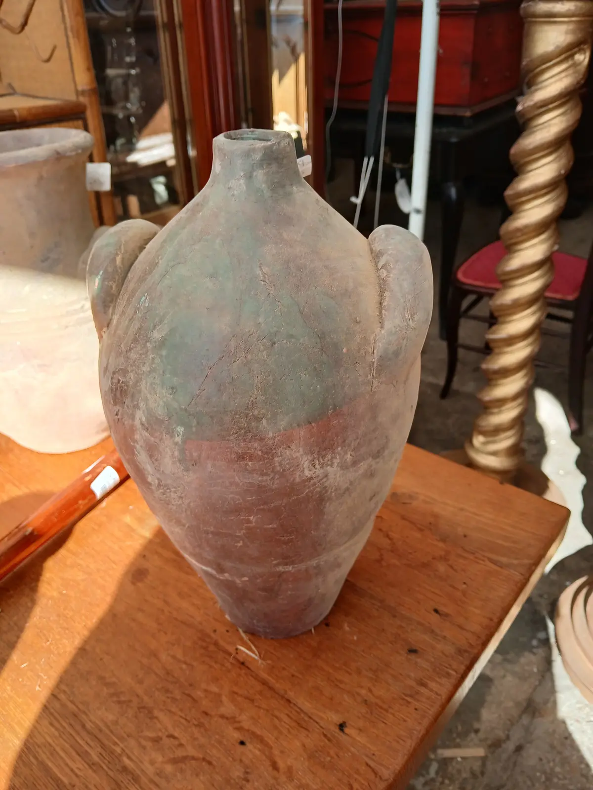 Terra Cotta Jug With Green 1