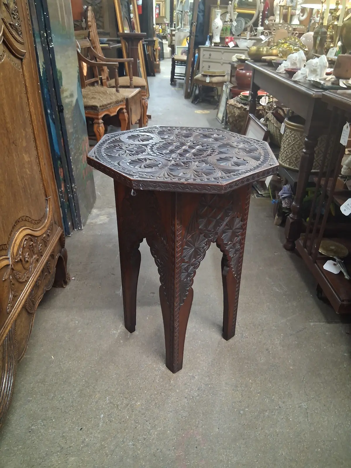 Octagonal Chip Carved Table 1