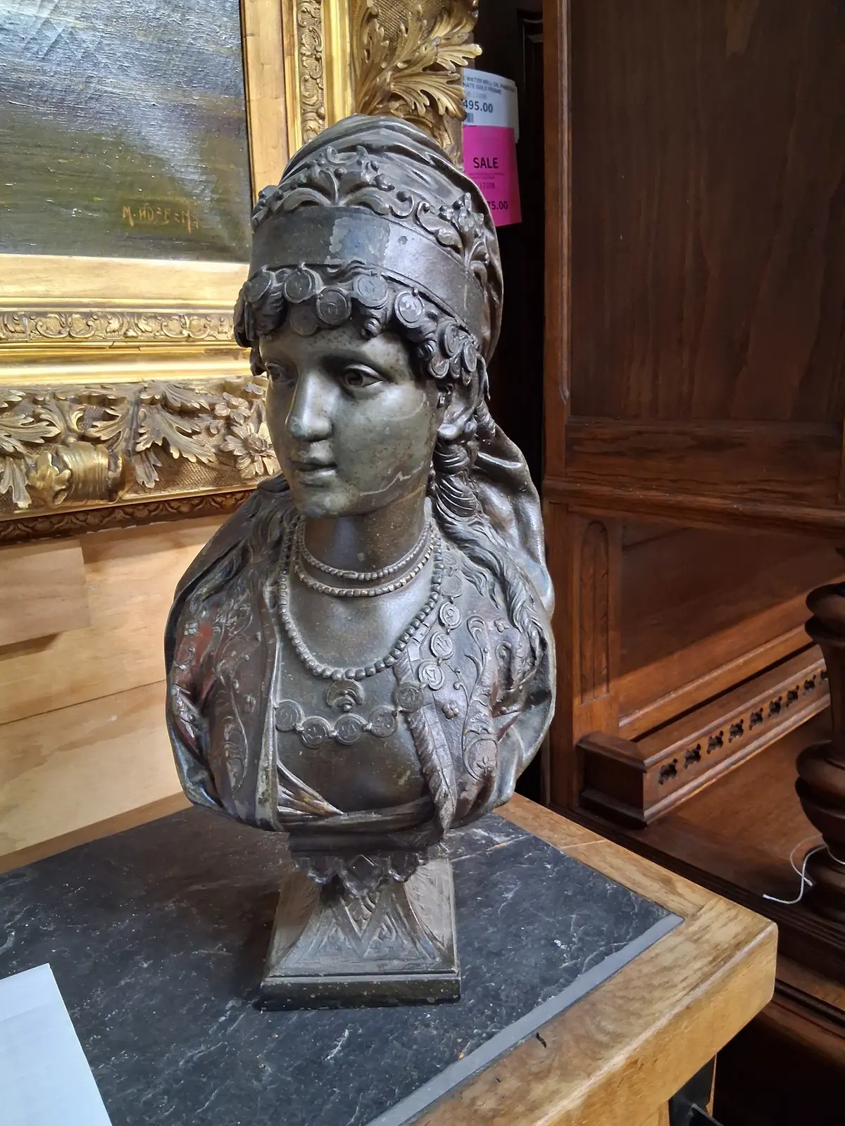 Small Spelter Bust Of Girl 1