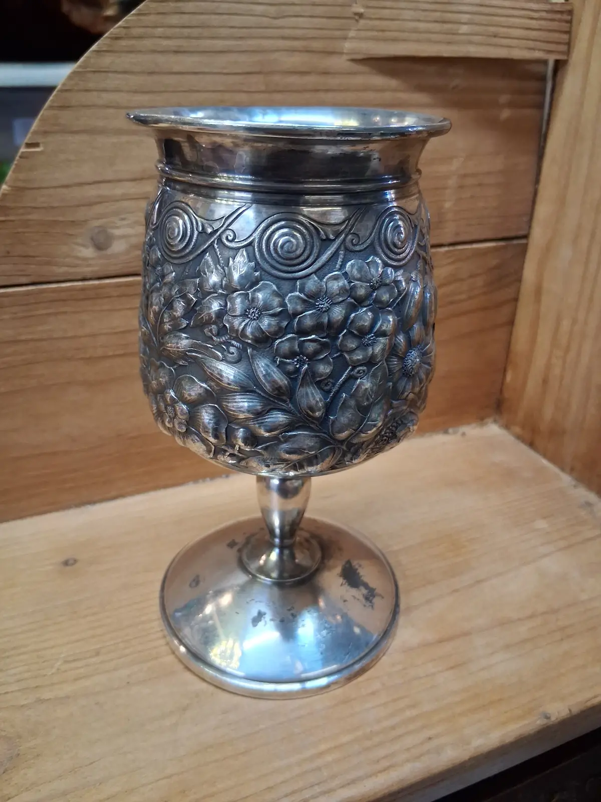 Tall Silverplate Reposse Goblet 1