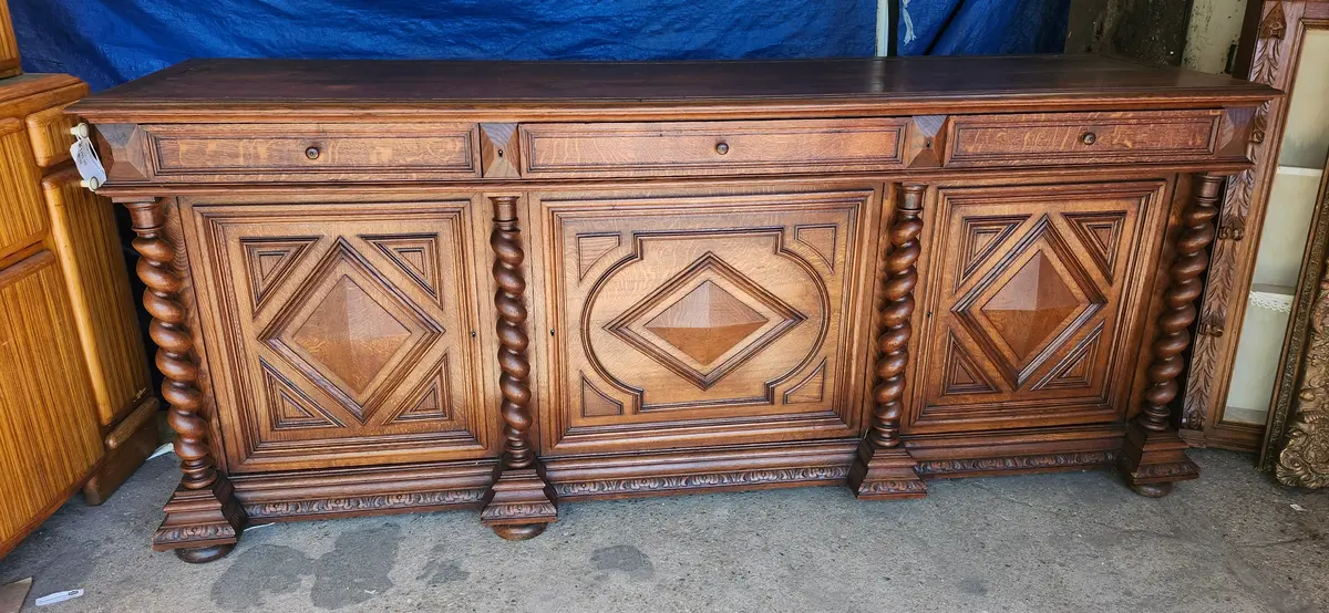 Extra  Large Oak Louis Xiii Barley Twist Sideboard 1