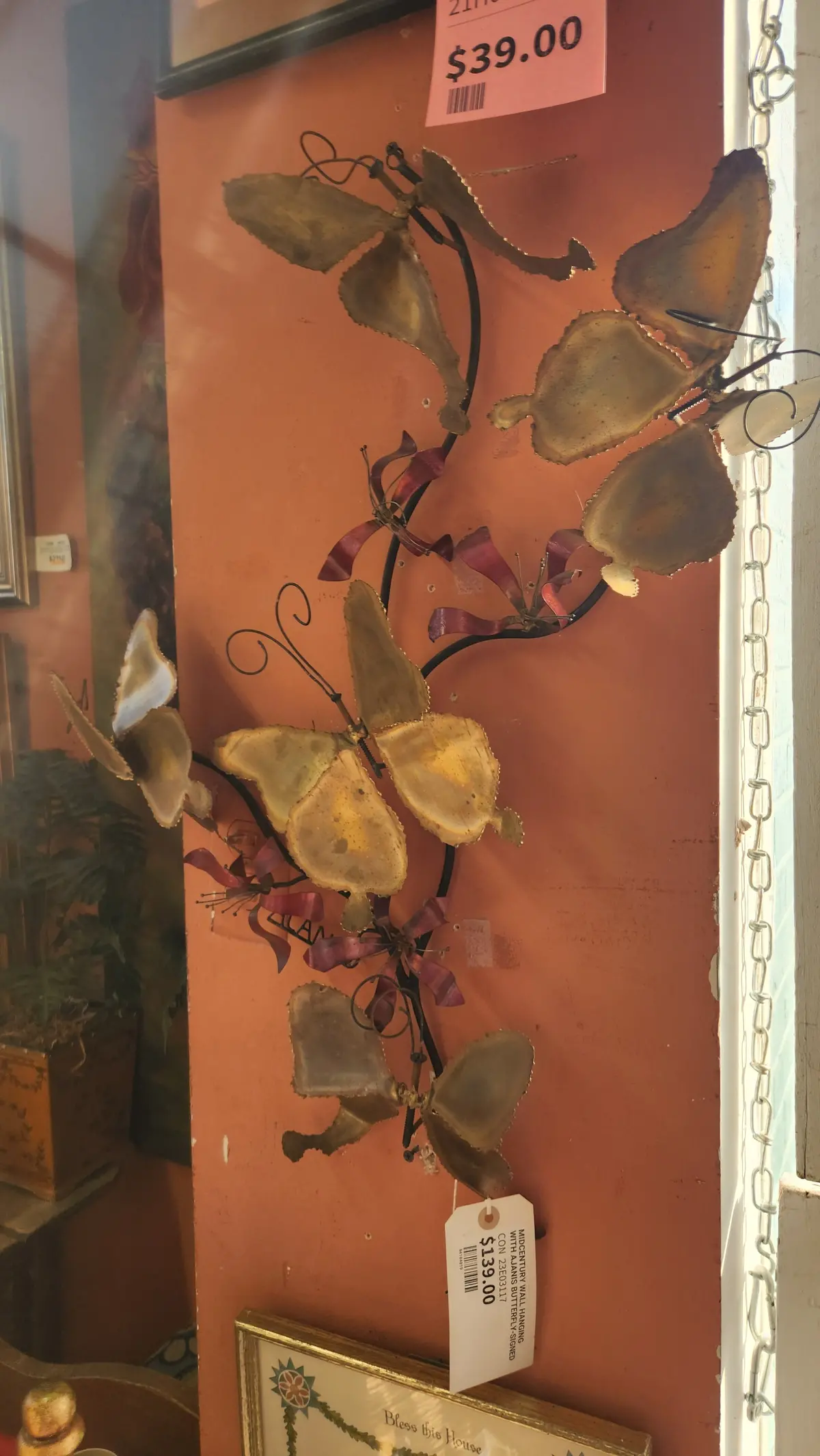 Midcentury Wall Hanging With Ajanis Butterfly-Signed 1