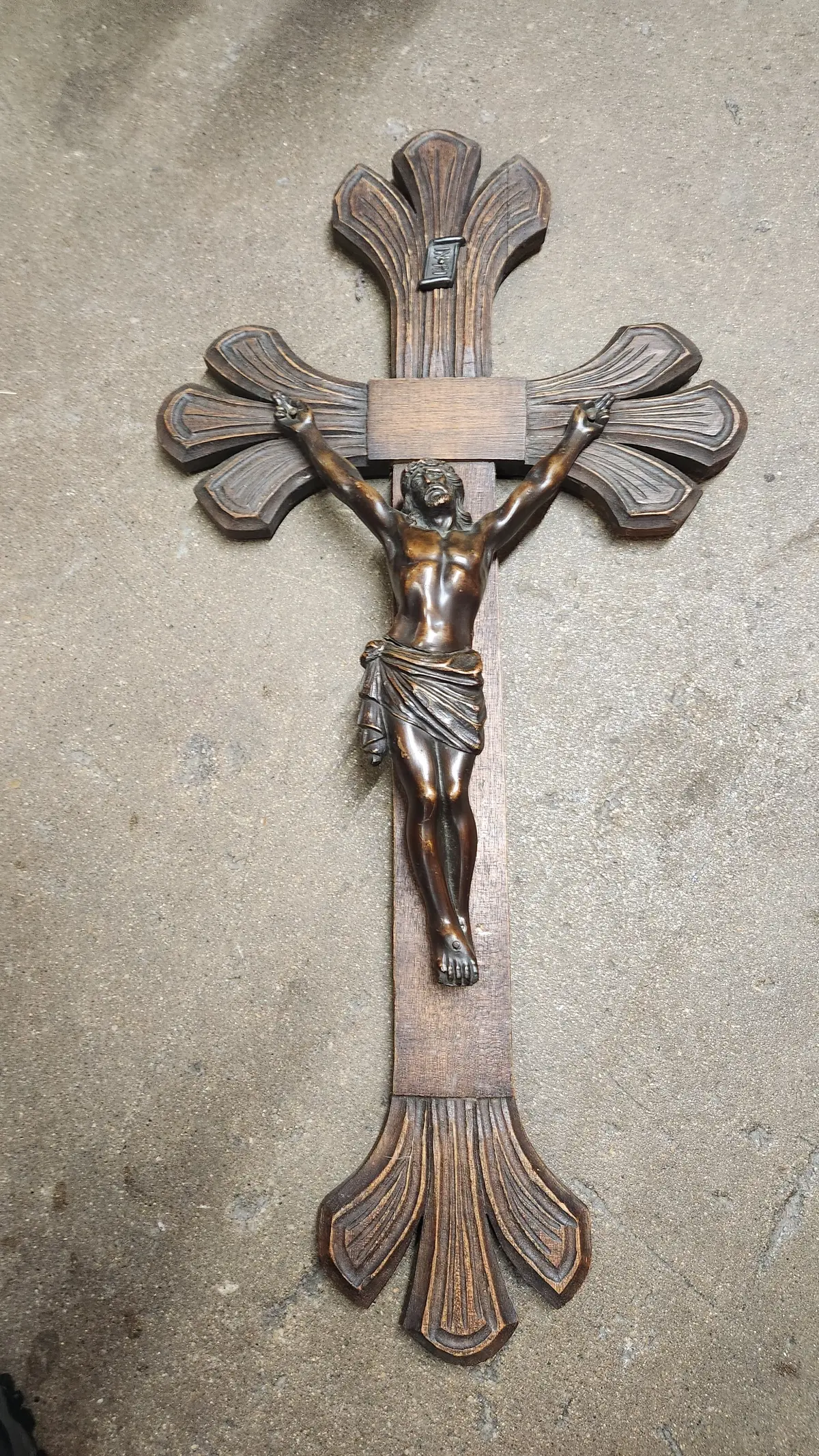 Large Dark Oak Crucifix With As Found Corpus 1