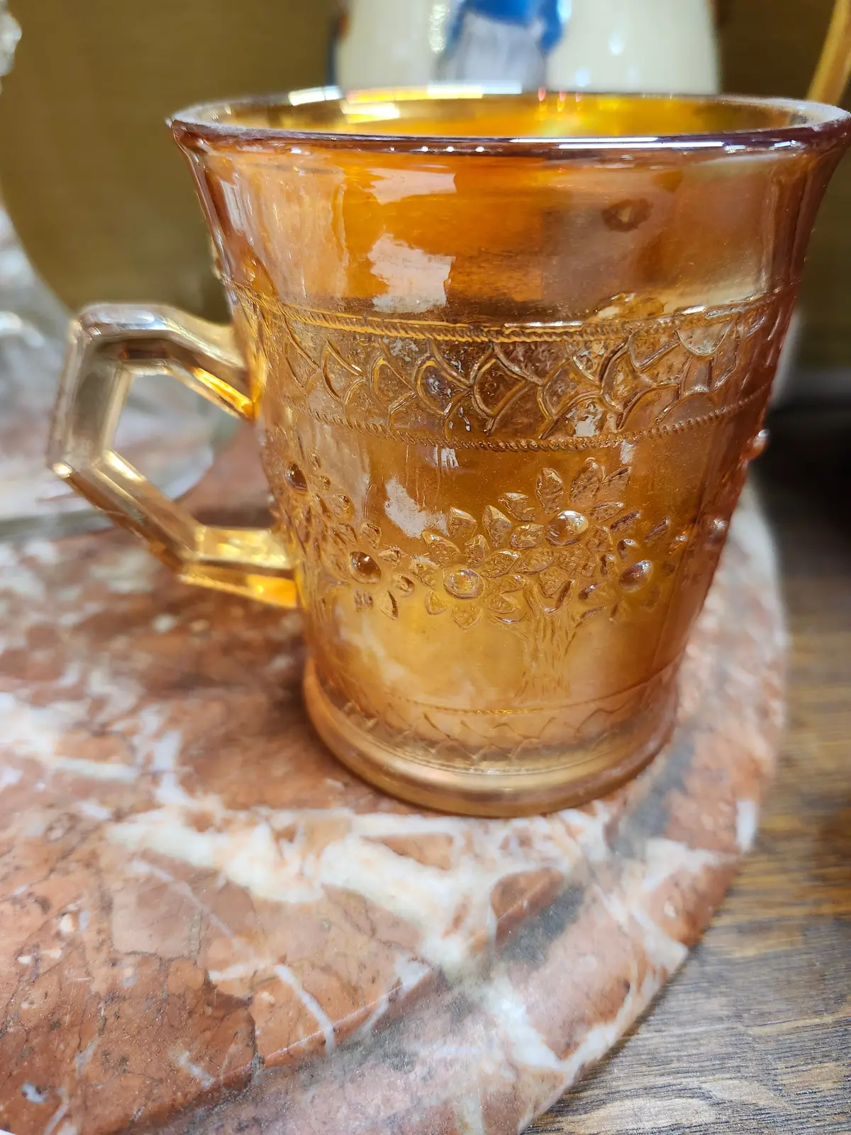 Carnival Glass With Bouquets Tumbler 1