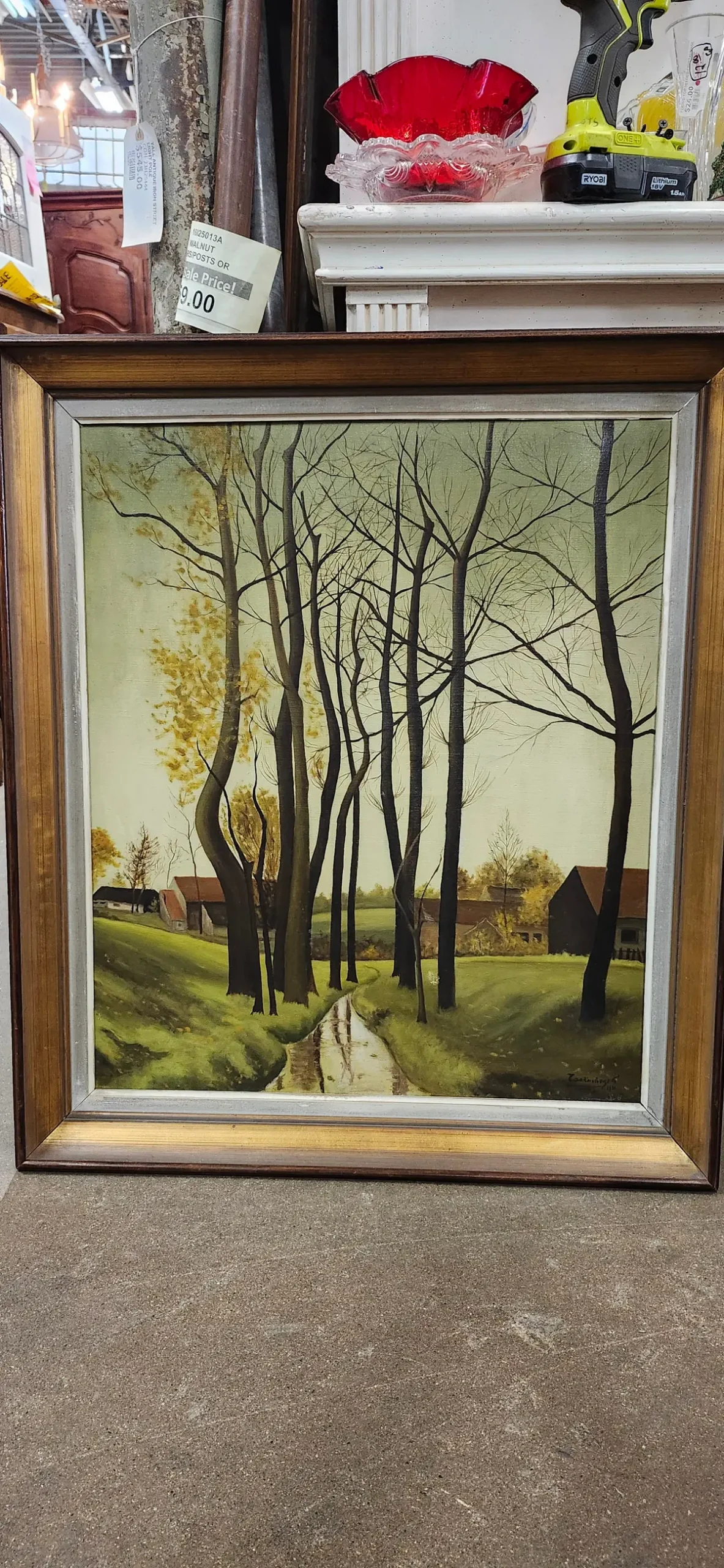 Autumn Farm Landscape Oil Painting On Canvas As Found 1