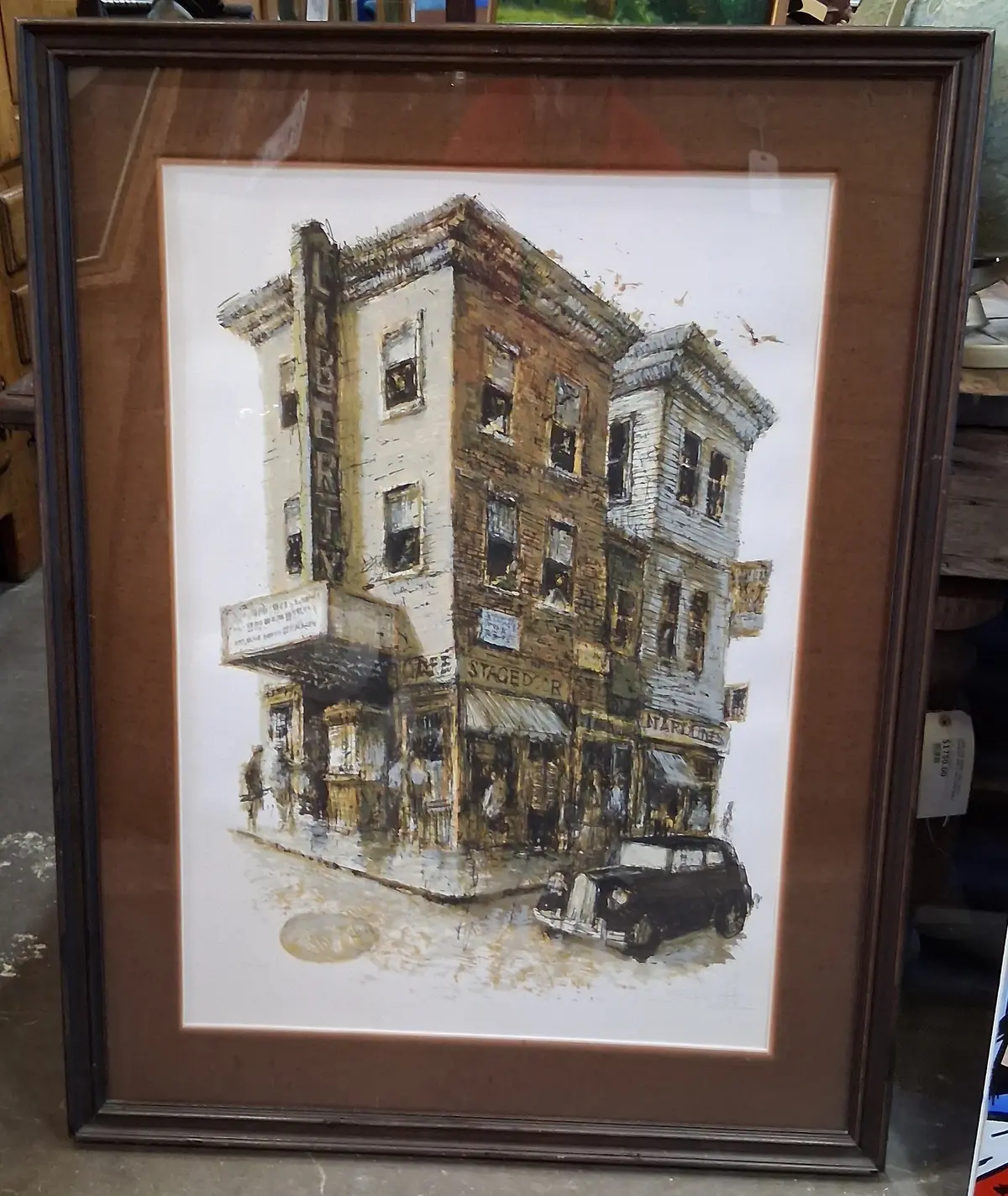 Framed Signed And Numbered Serigraph Of A Dilapidated Theatre Building 1