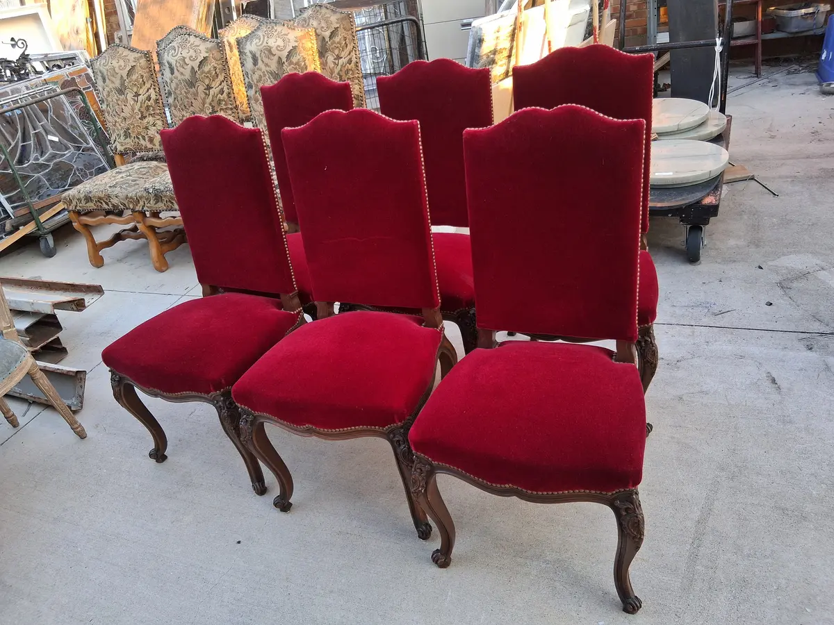 Set Of 6 Louis Xv High Back Walnut Chairs 1
