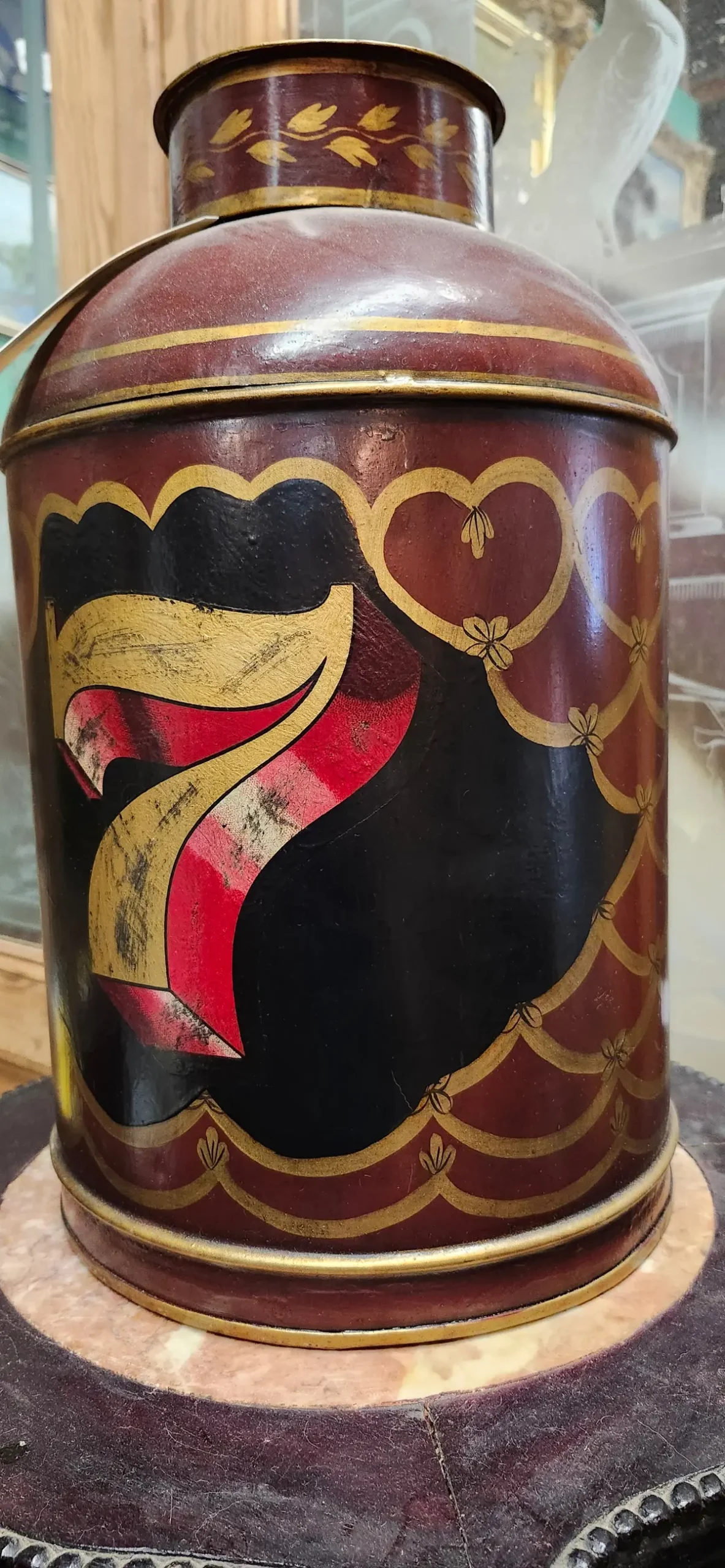 Large Red Metal  #7 Tea Tin 1