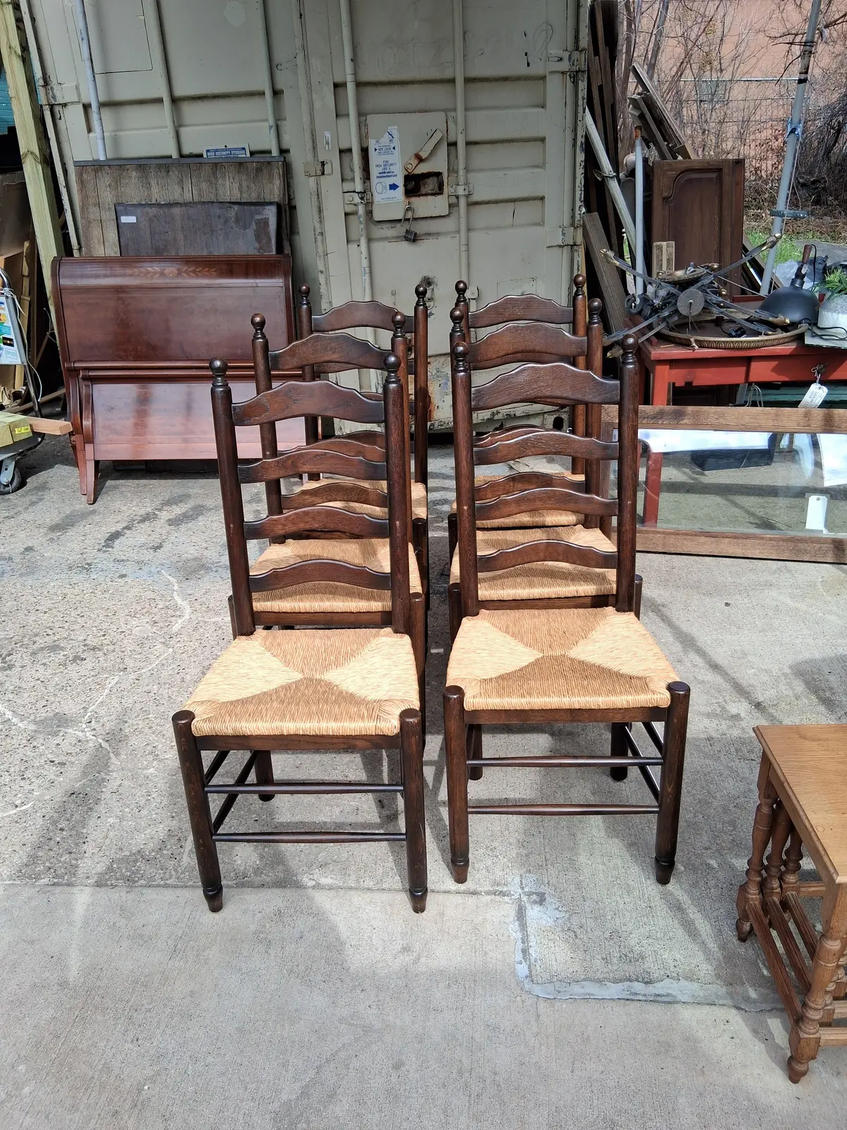 Set Of 6 Rush Seat Ladderback Chairs 1
