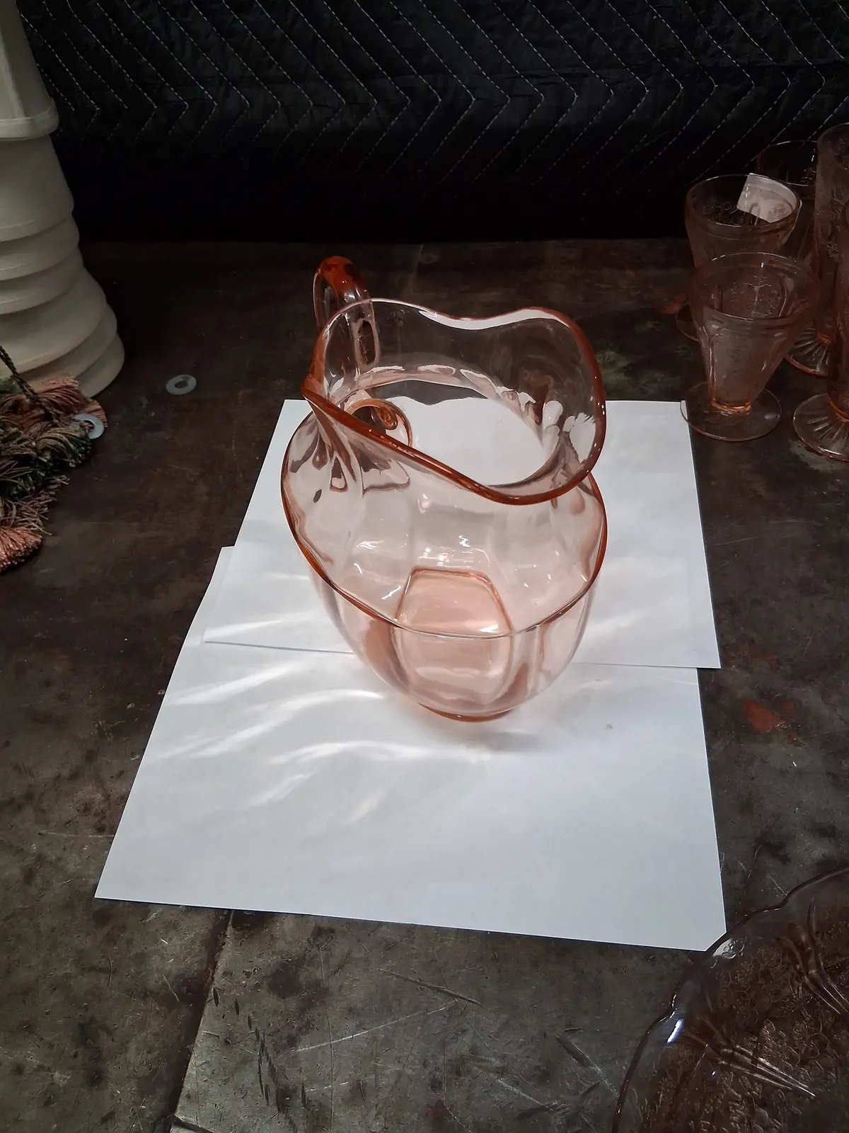 Pink Depression Glass Water Pitcher 1