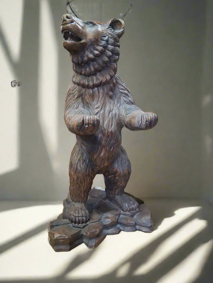 Large Carved Wood Black Forest Bear Statue 1