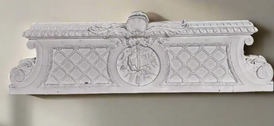 Louis Xv Painted Chalk Pediment With Music Instruments 1