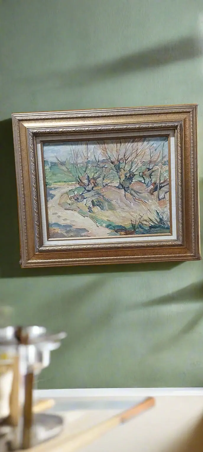 Framed Impressionist Oil Painting Of Trees 1