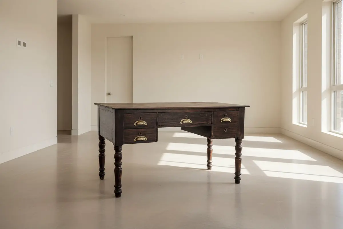 French Kneehole Desk With Turned Legs 1