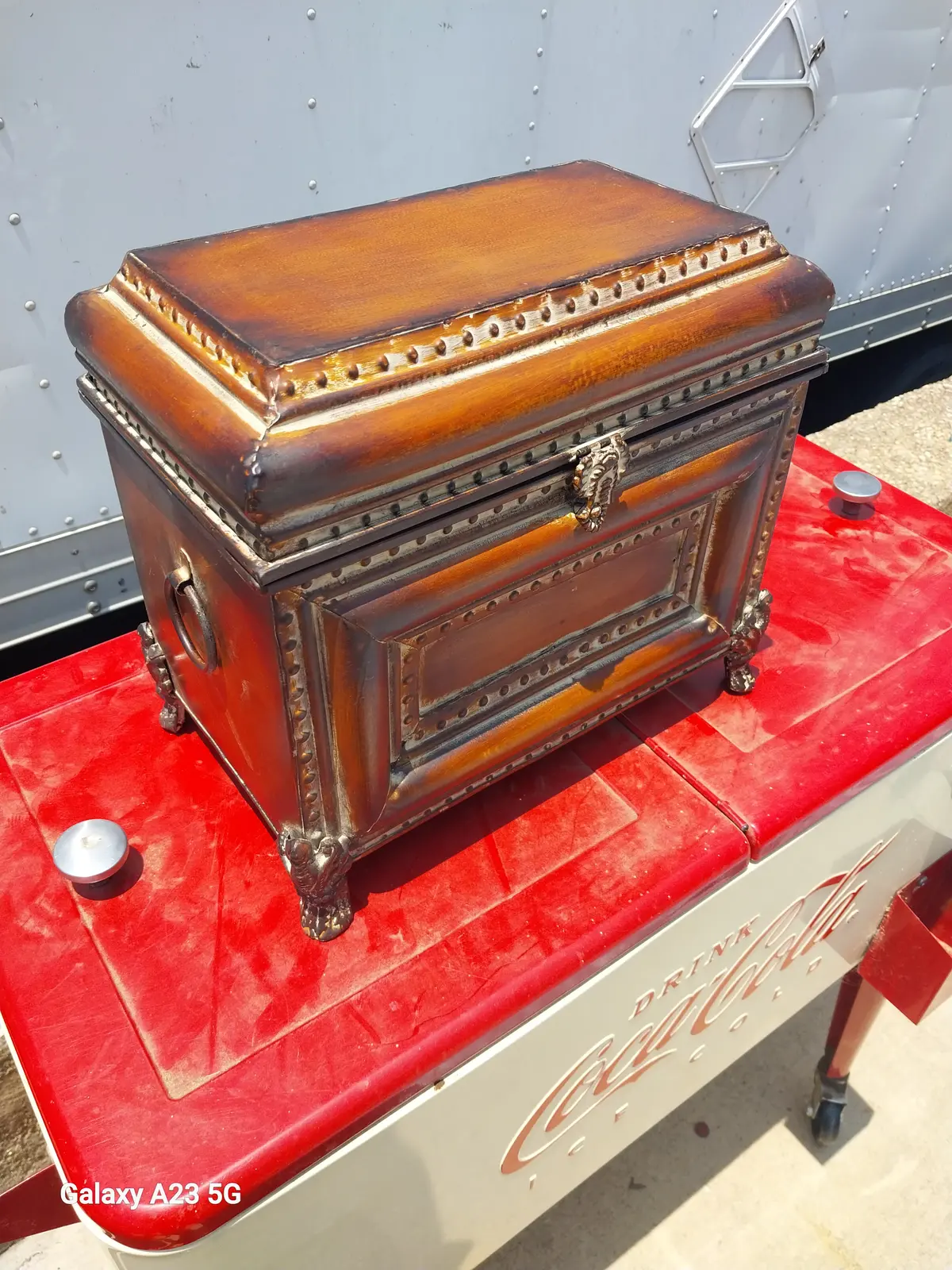 Small Brown Metal Box On Legs 1