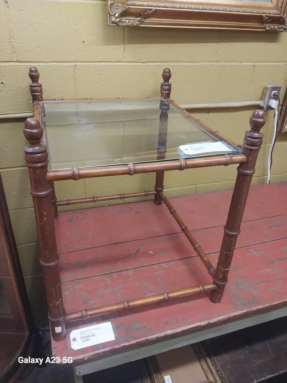 Bamboo Table With Glass Top 1