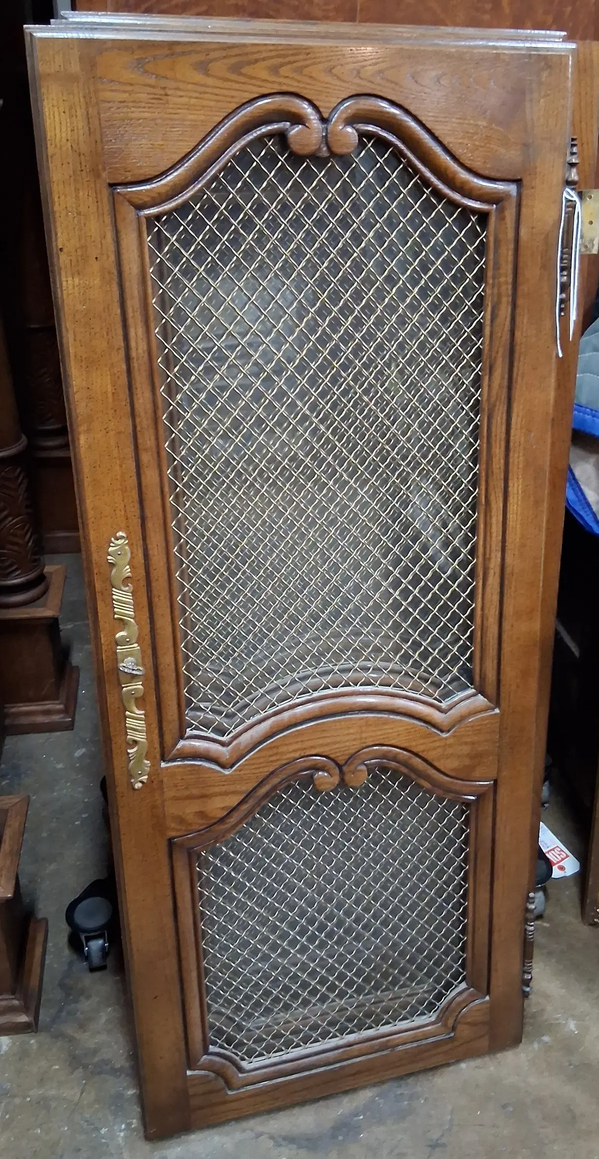 Set Of 3 Country French Cabinet Doors With Glass & Mesh 1