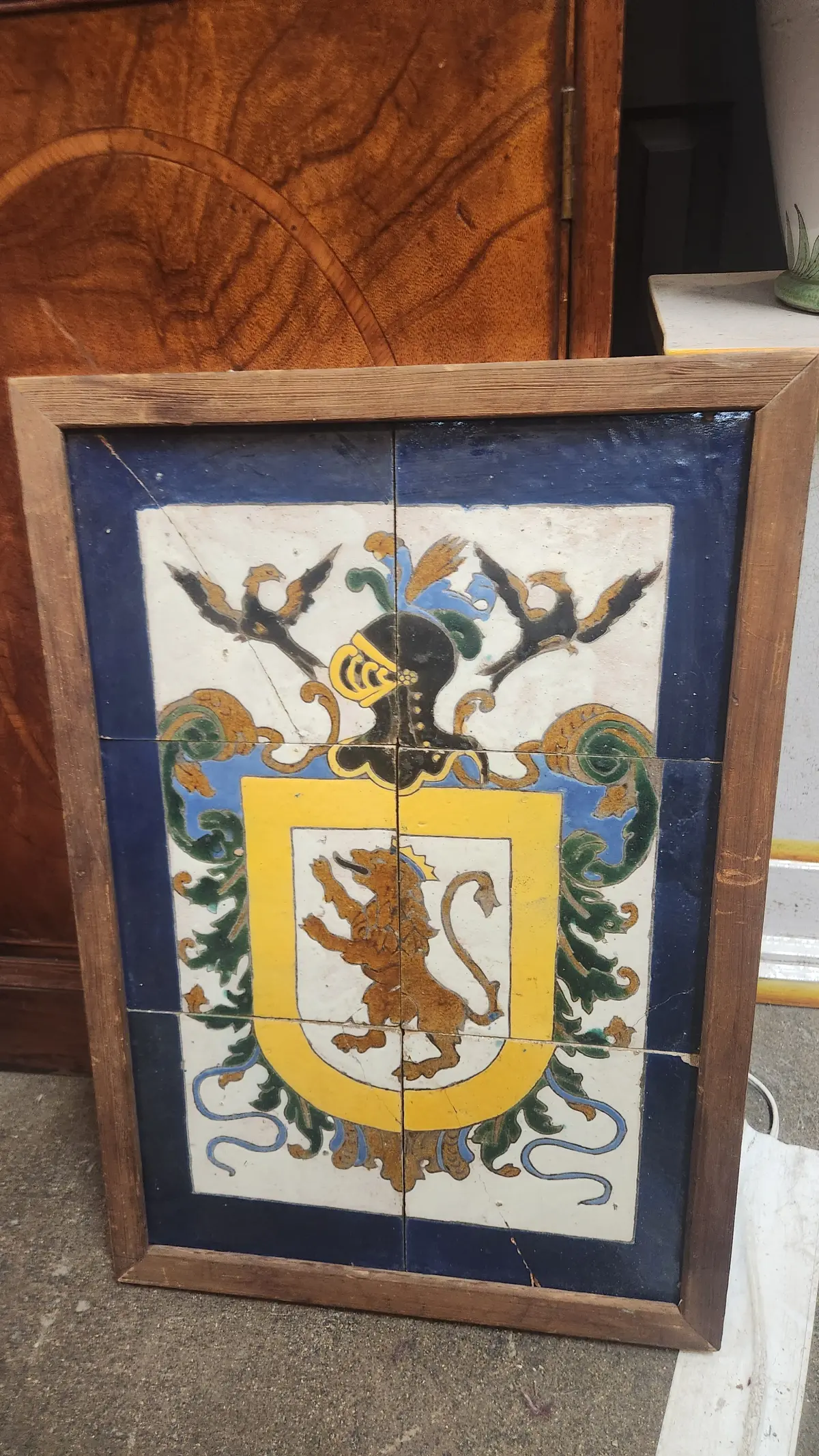 Framed Coat Of Arms Tile As Found 1
