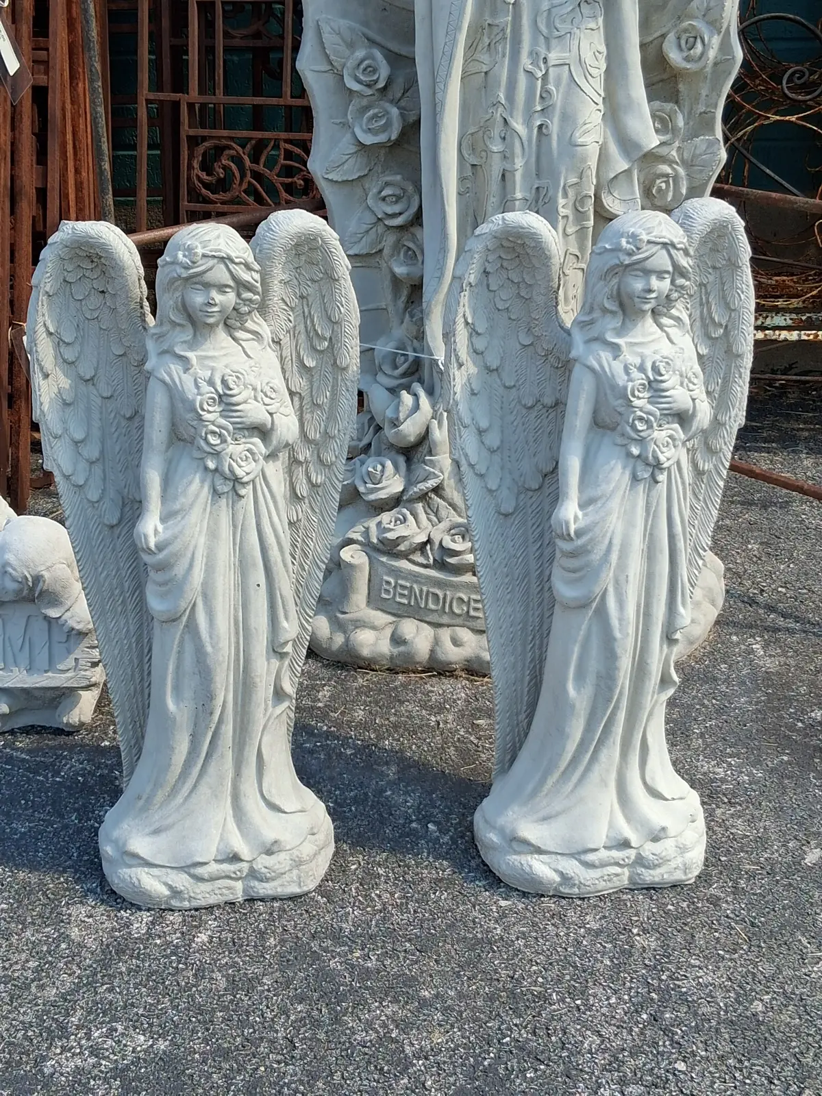 Pair Of Large Concrete Angels 1