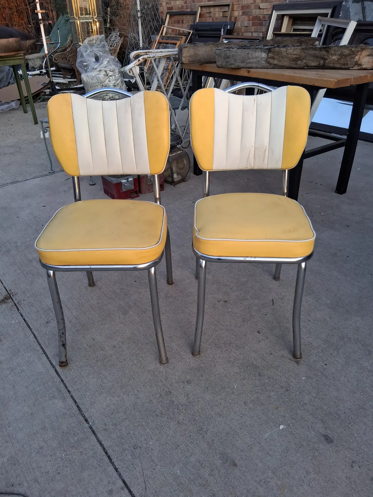 Pair Of Yellow Upholstered Chairs 1