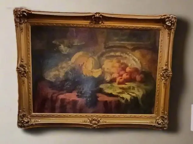 Large Framed Still Life Oil Painting Of Fruit By F, Montehanans-As Found 1