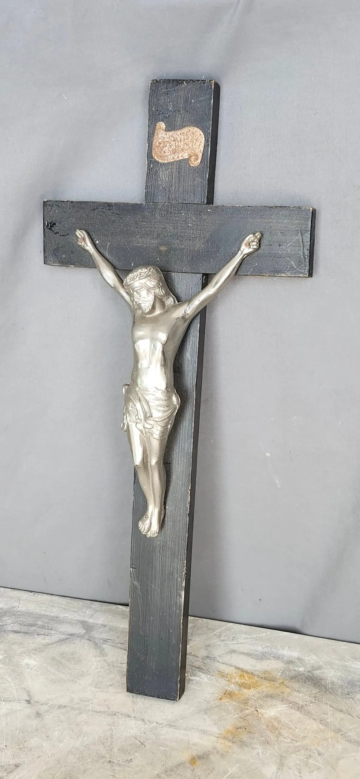 Ebonized Crucifix With Chrome Corpus 1