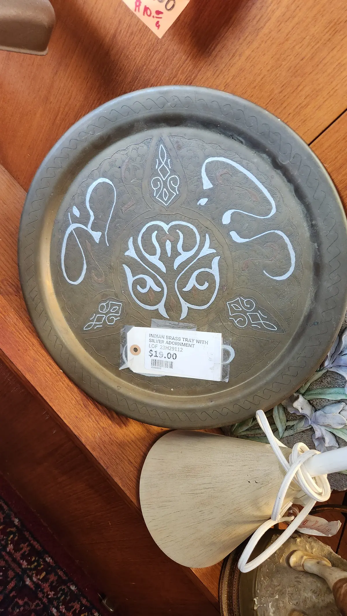 Indian Brass Tray With Silver Adornment 1