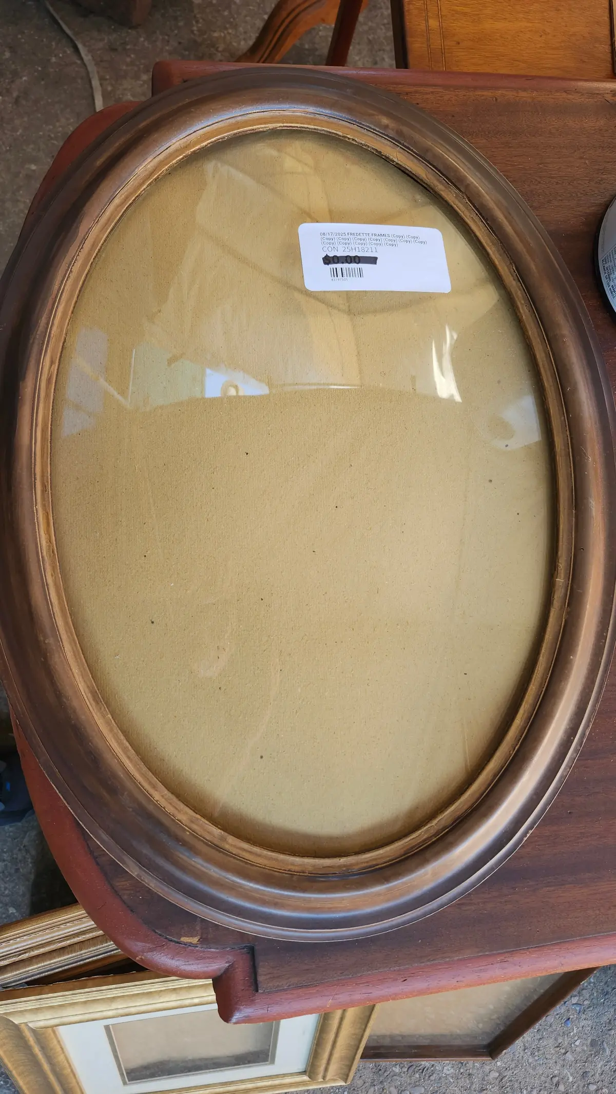 Small Oval Bubble Glass Wood Frame 1