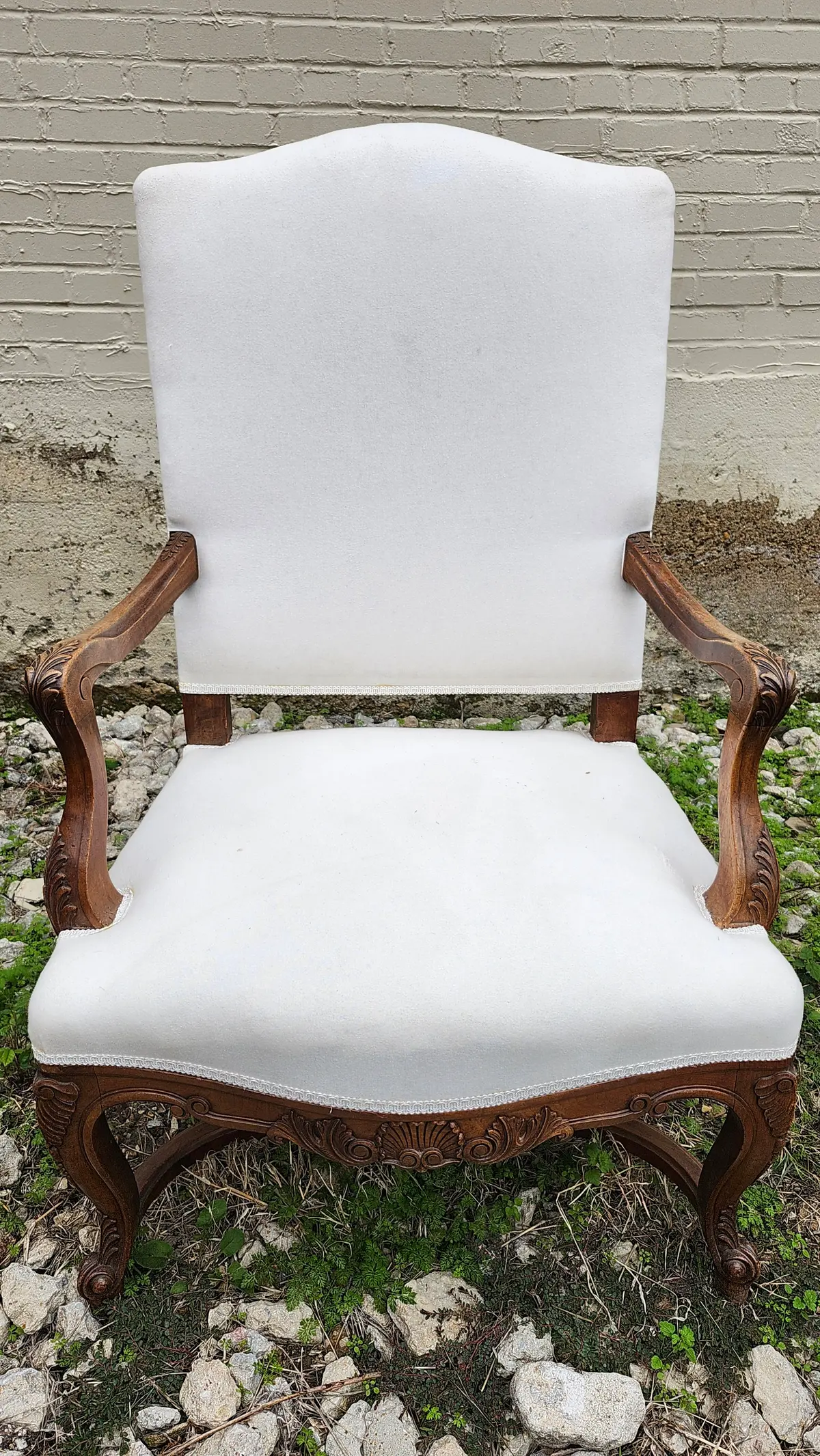Muslim Covered French Arm Chair With Acanthus Carved Arms 1