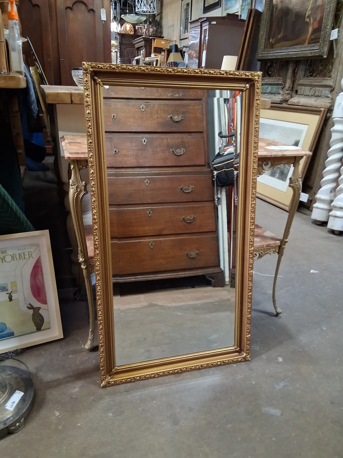 Vintage Gilt Framed Beveled Glass Mirror 1