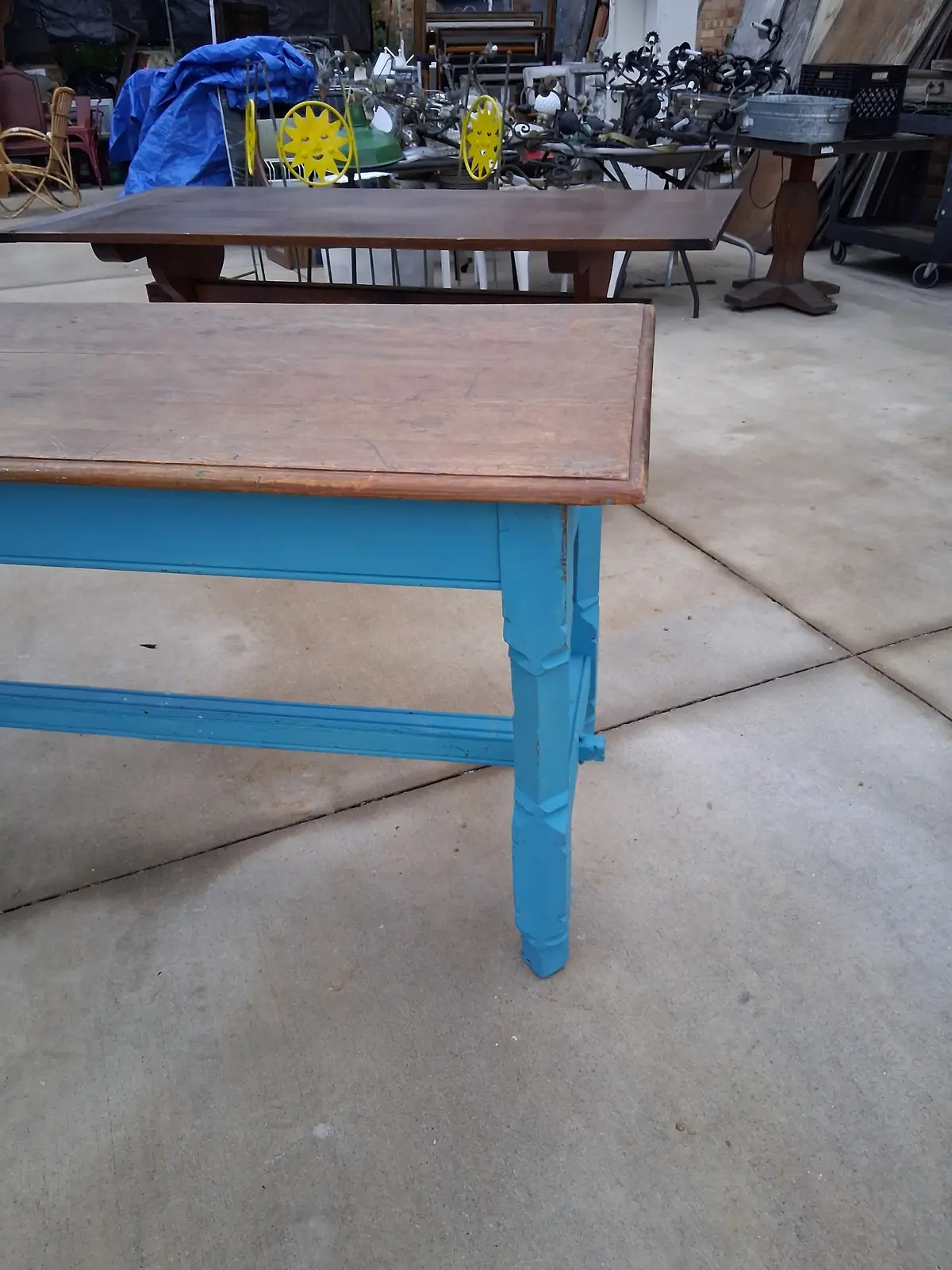 Pine Table With Blue Painted Top 1