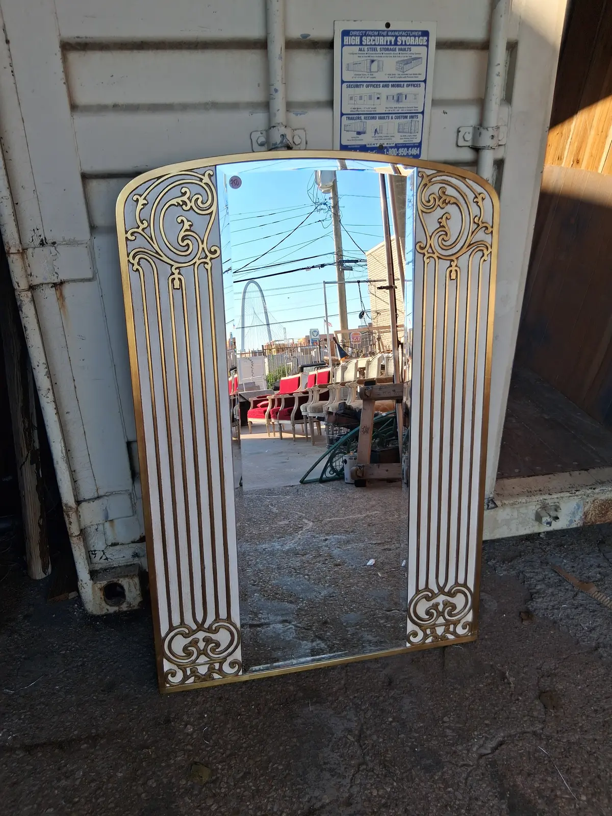 White And Gold Art Deco Mirror 1