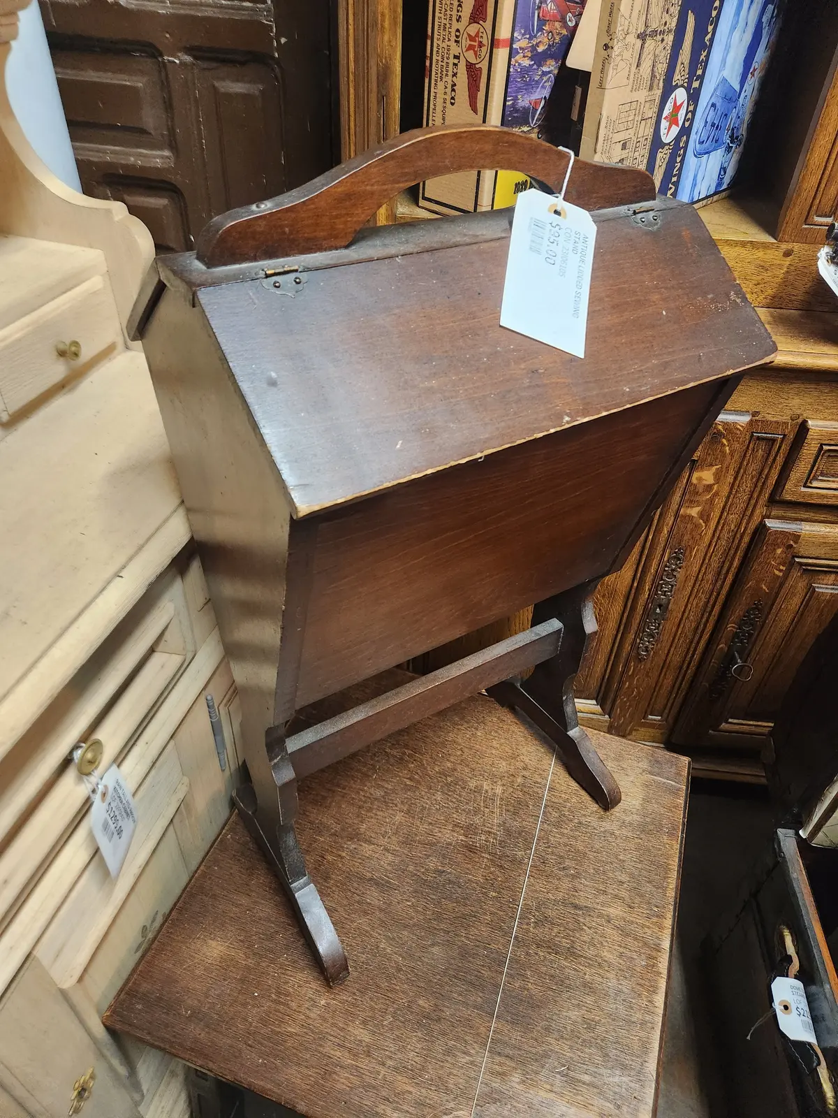 Antique Lidded Sewing Stand 1