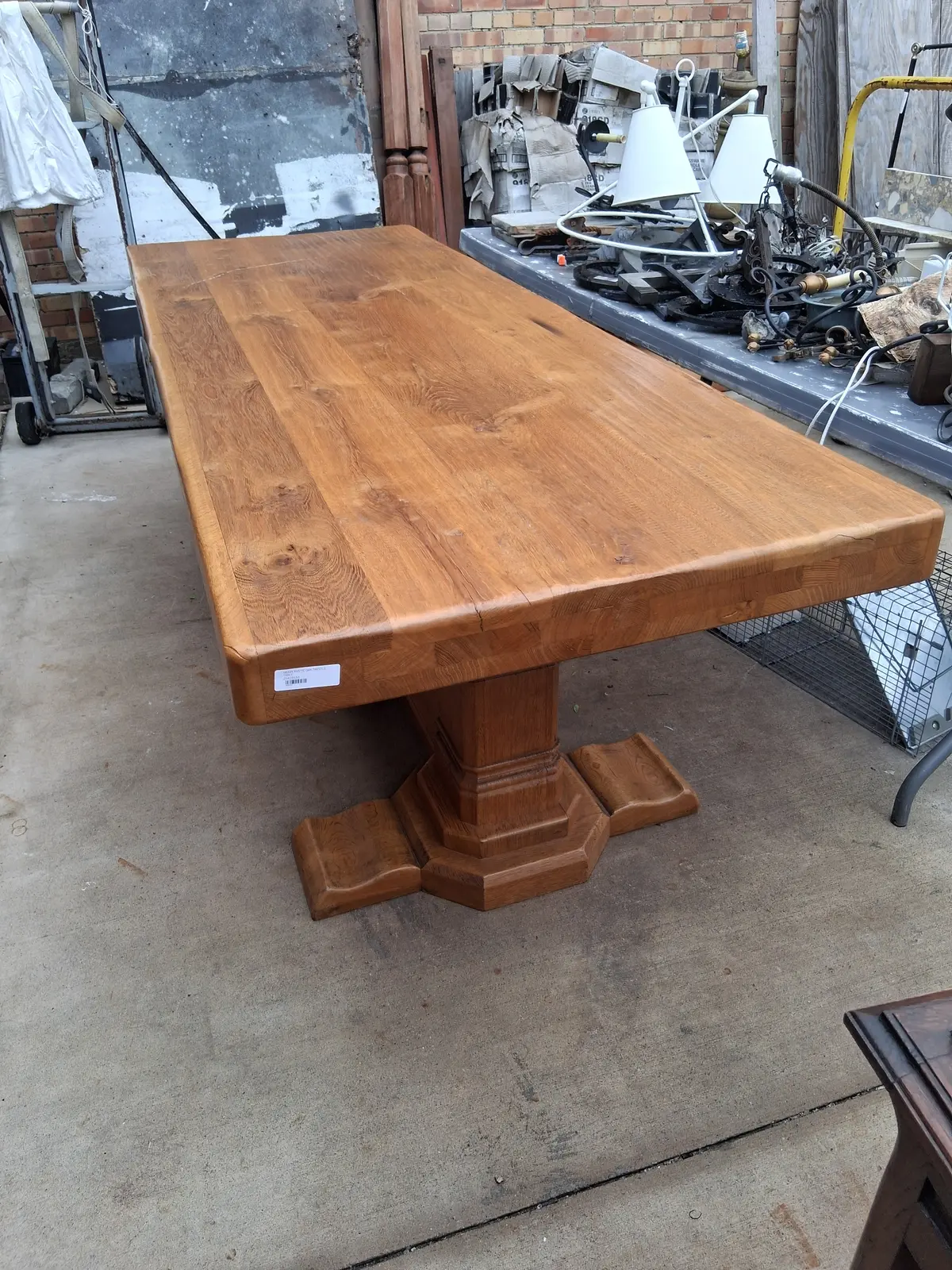 Heavy Rustic Oak Trestle Table 1