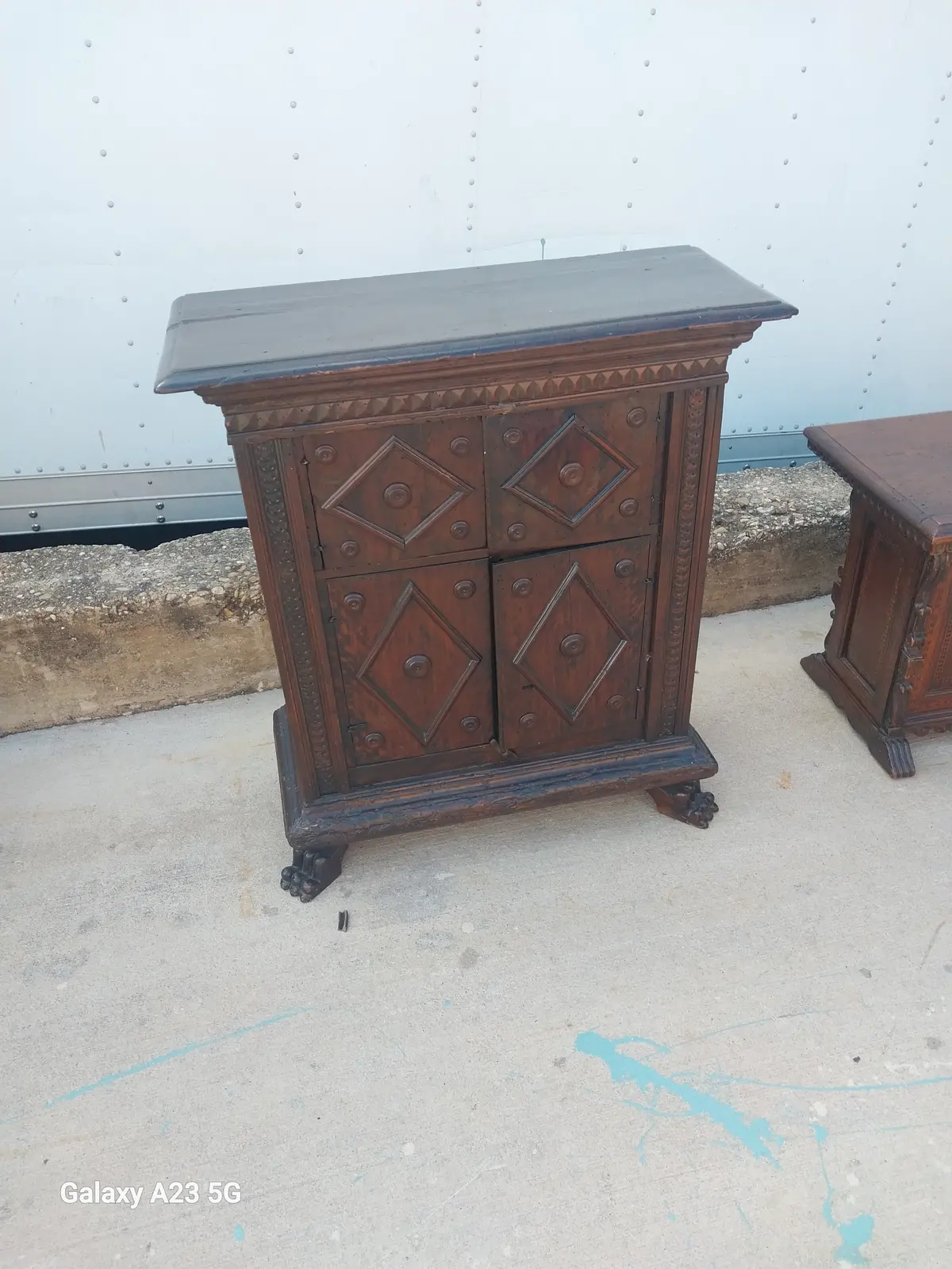 Small Italian Renaissance Revival Carved Walnut 2 Door Cabinet 1