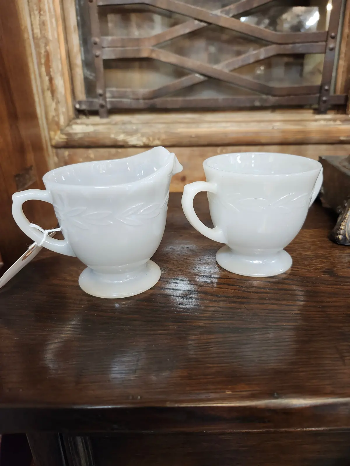 Opalescent Glass Creamer And Sugar Set 1