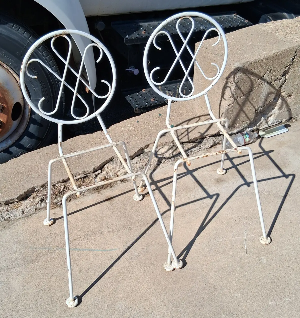 Pair Of Simple Iron Chairs No Seats 1