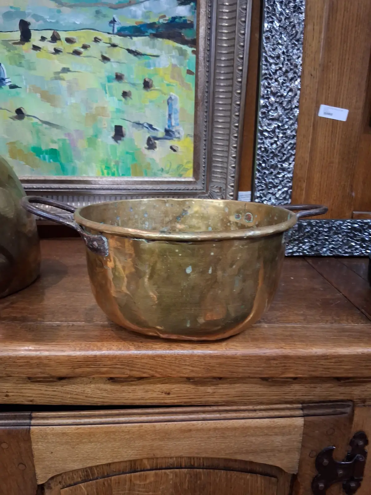 Brass Jam Pot With Iron Handles As Found 1