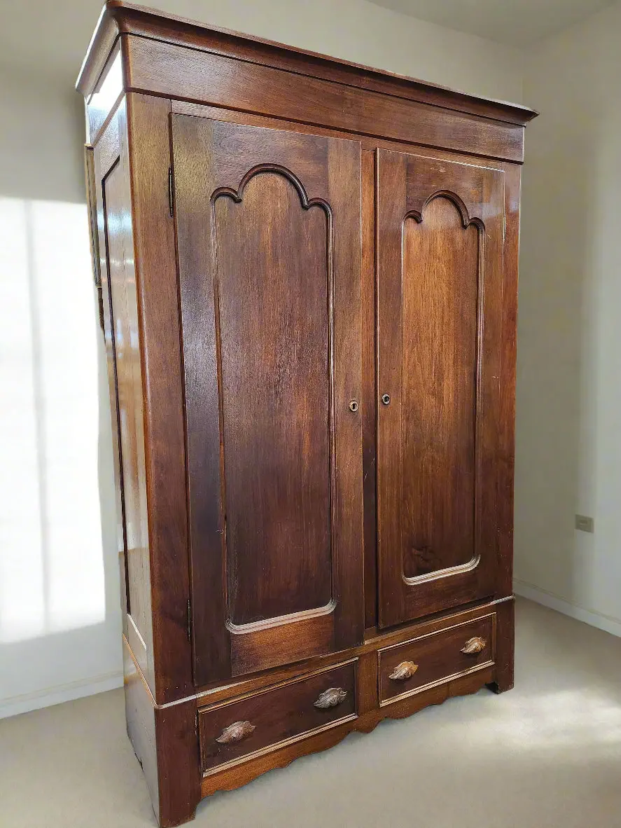 American 2 Door Walnut Wardrobe 1