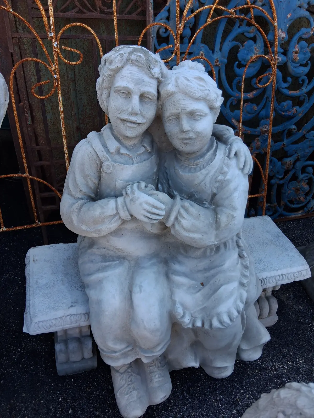 Concrete Old People On A Bench 1