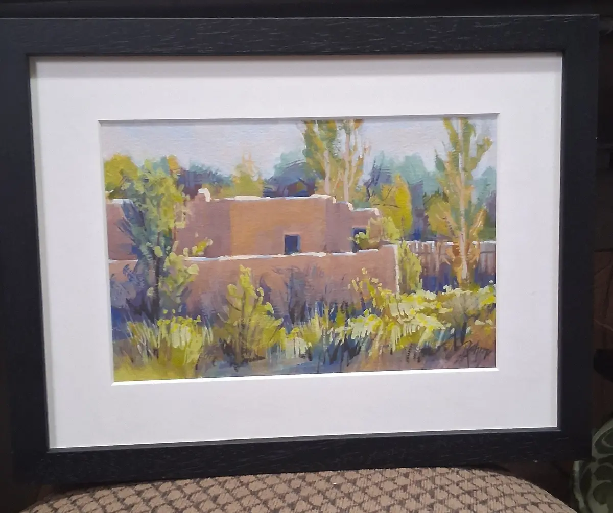 Framed Oil Painting Of An Adobe House Signed Bob Rohm 1