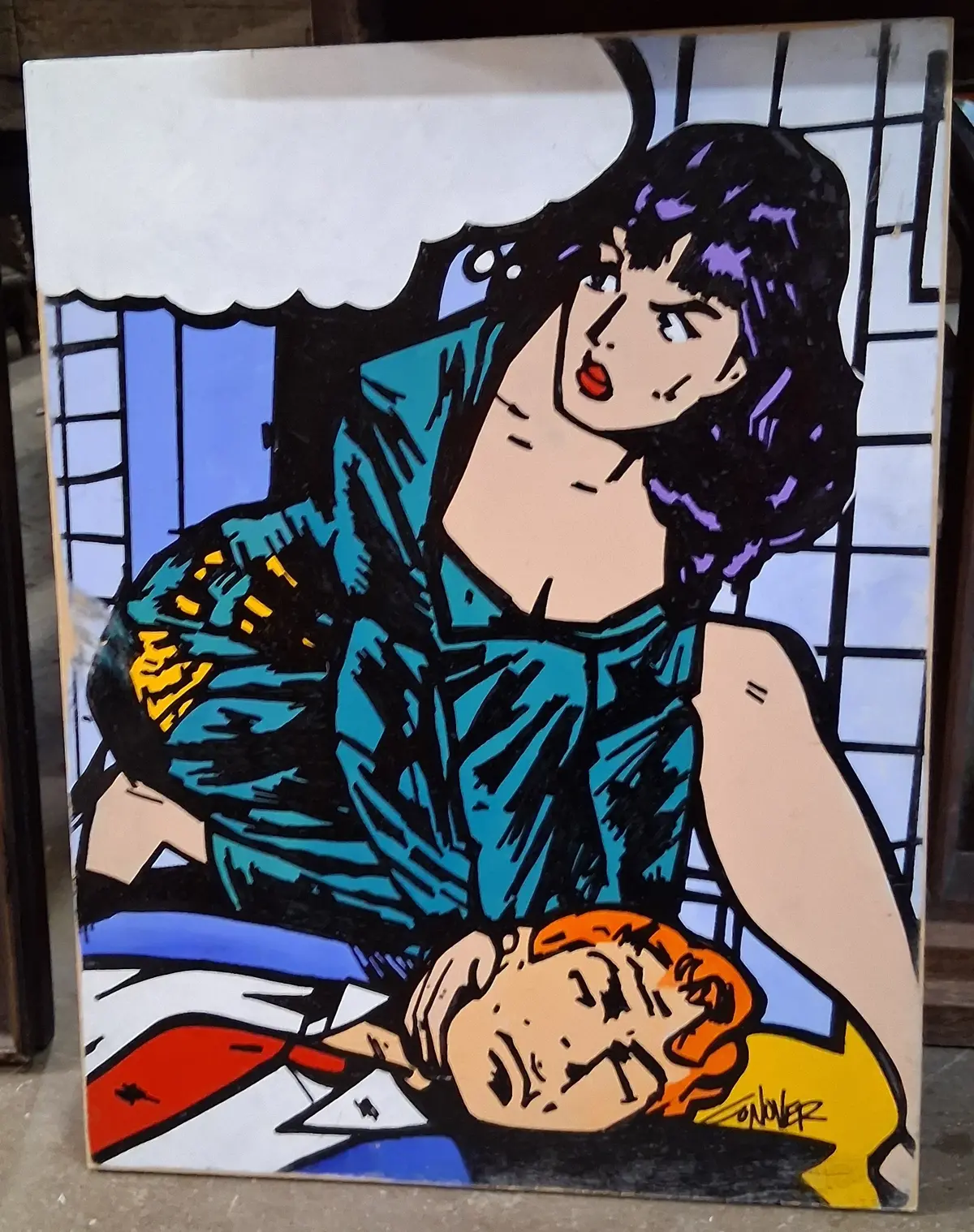 Graphic Art Panel Of Man And Woman Signed Conner 1