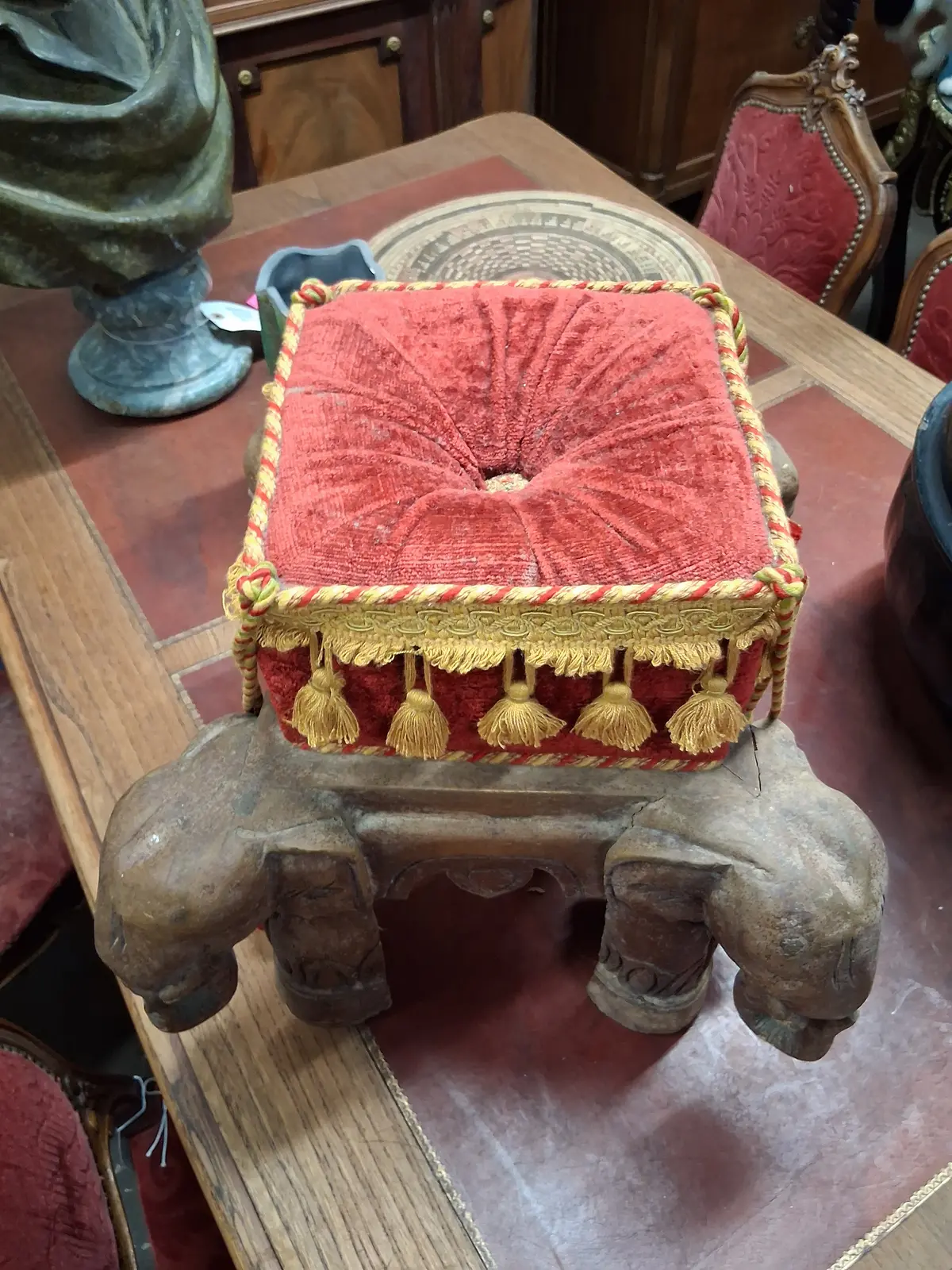 Carved Elephant Ottoman 1