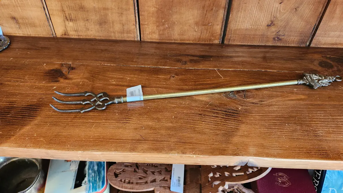 Ornate Brass Fire Fork 1