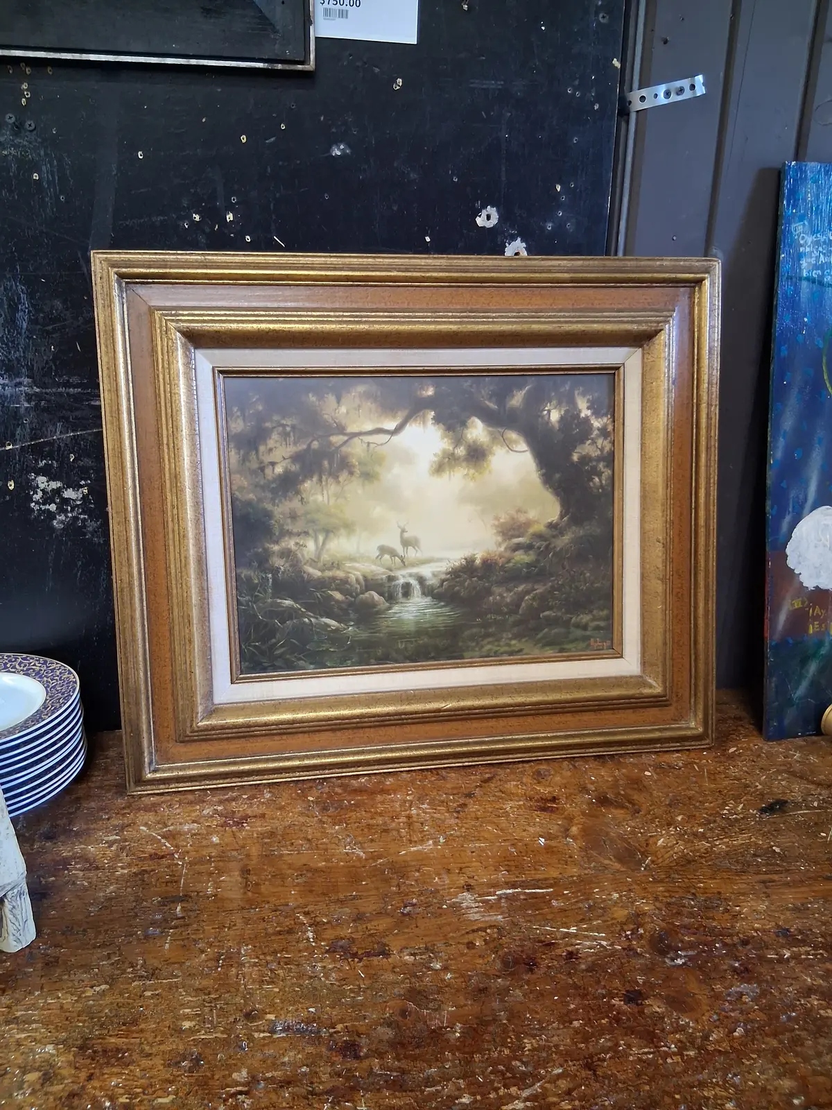 Framed Windberg Print Of Deer By The Stream 1