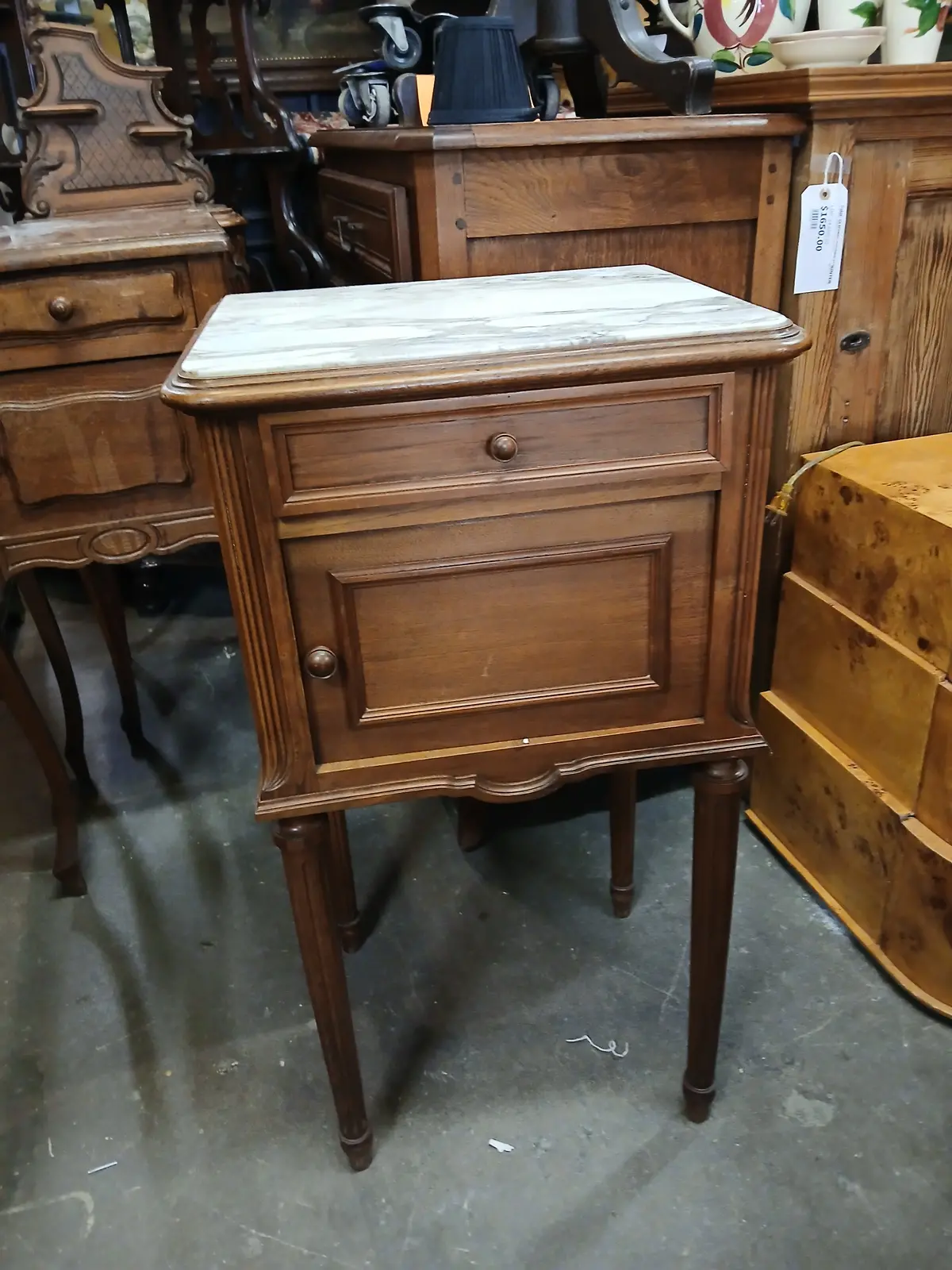 Louis Xvi  Marble Top Mahogany Side Cabinet 1